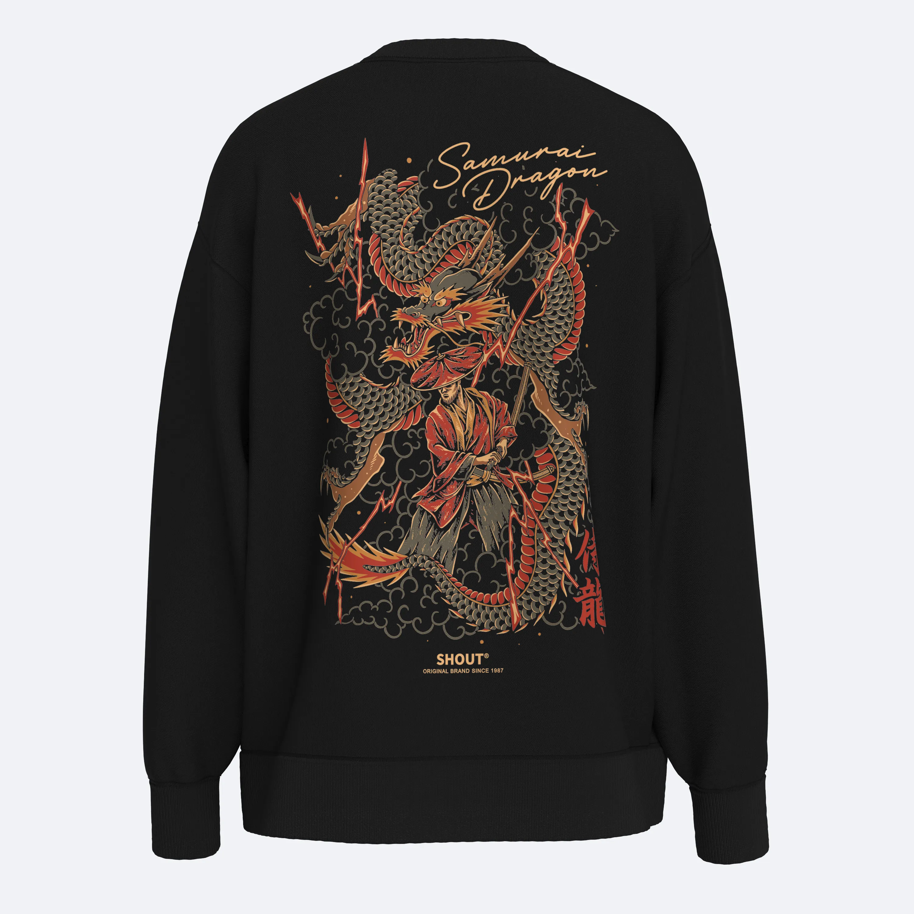 Shout Oversize Samurai Dragon Japanese Culture Unisex Sweatshirt