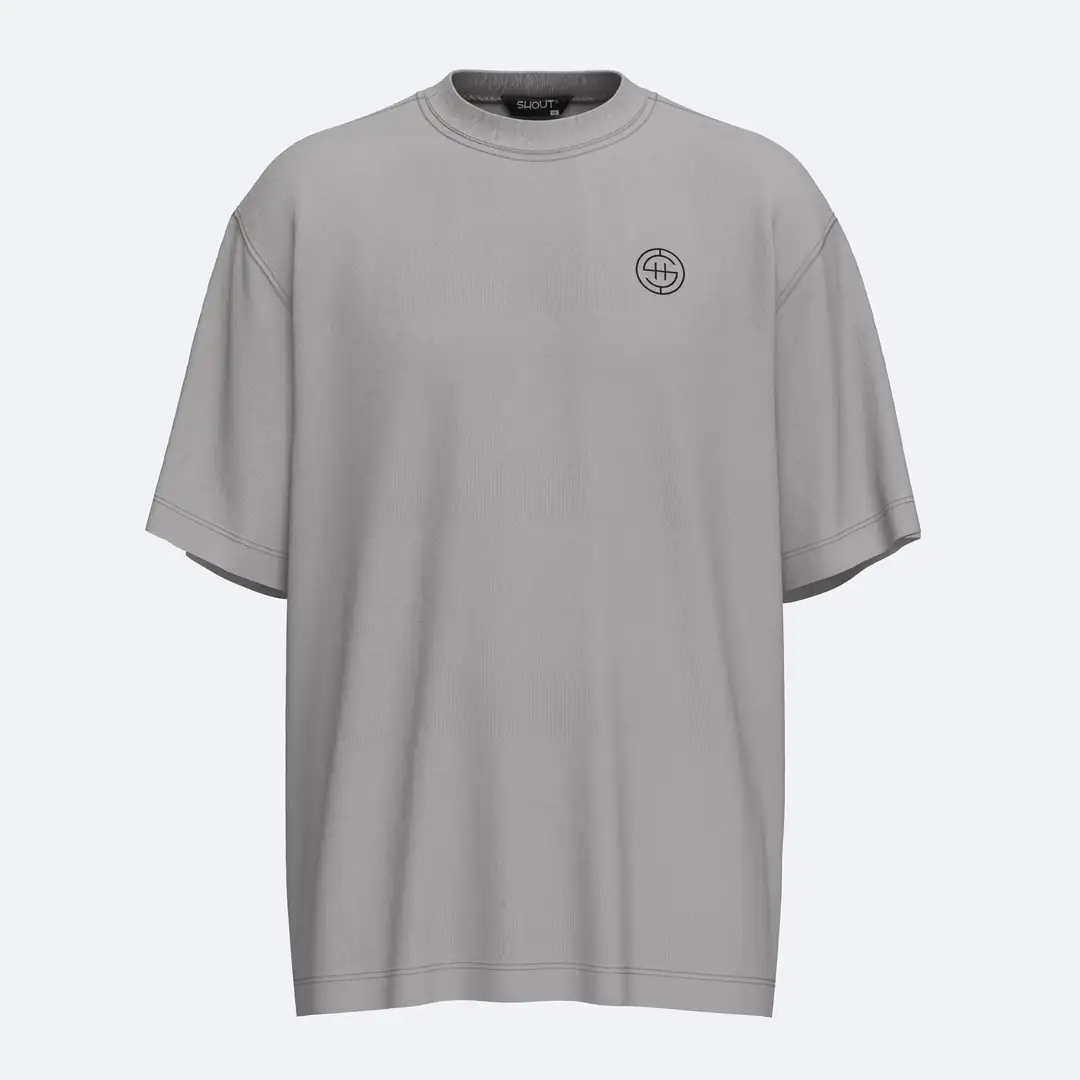 SHOUT Basic Grey Embroidery Logo T-Shirt – SHOUT basic tişört modeli ürün görseli
