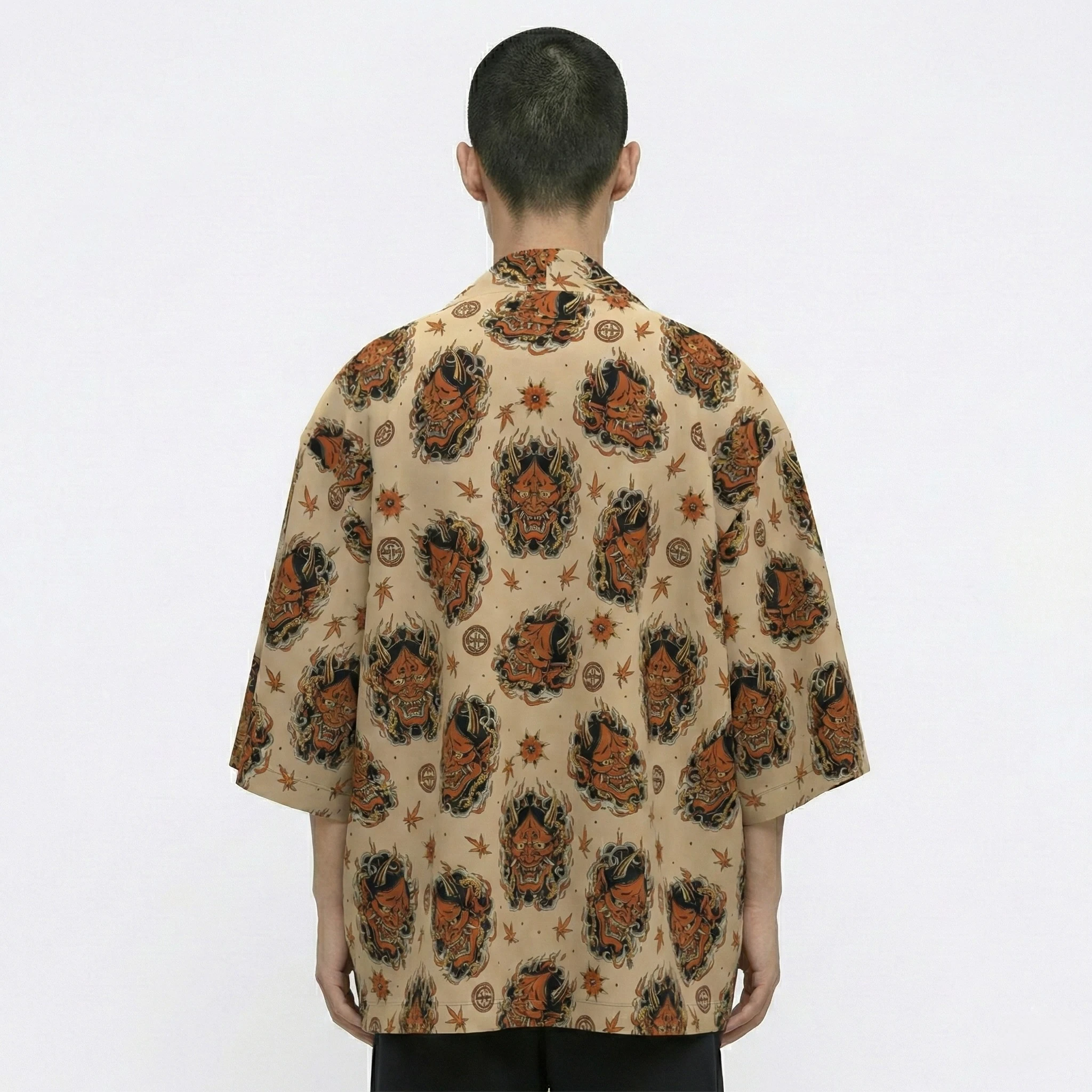 0*7様 KUON Multi Colored ONIBEGIE Drizzle Shout Oversize Japanese Oni Mask Unisex Kimono
