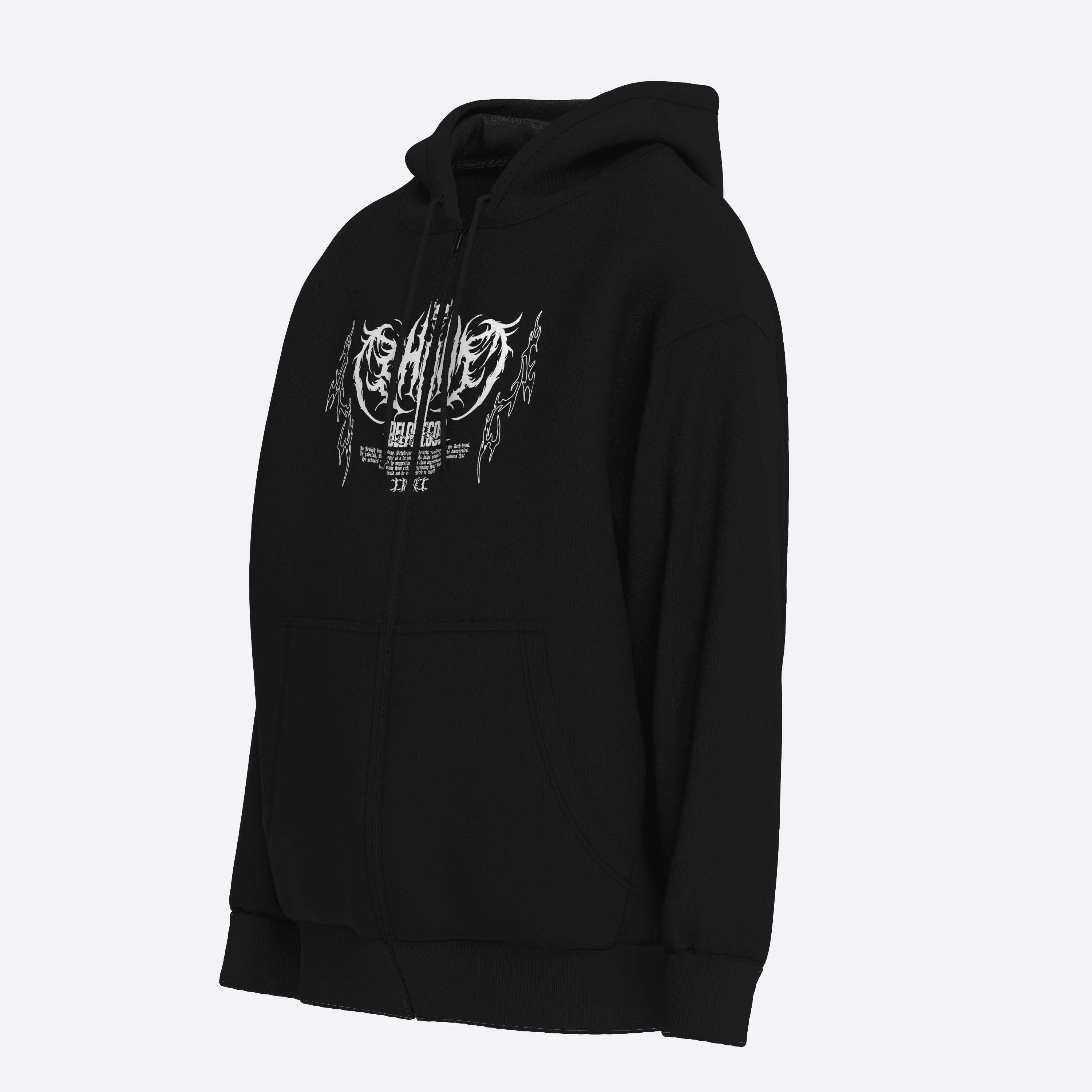 Oversize Shout Belphegor Unisex Zip Up Hoodie