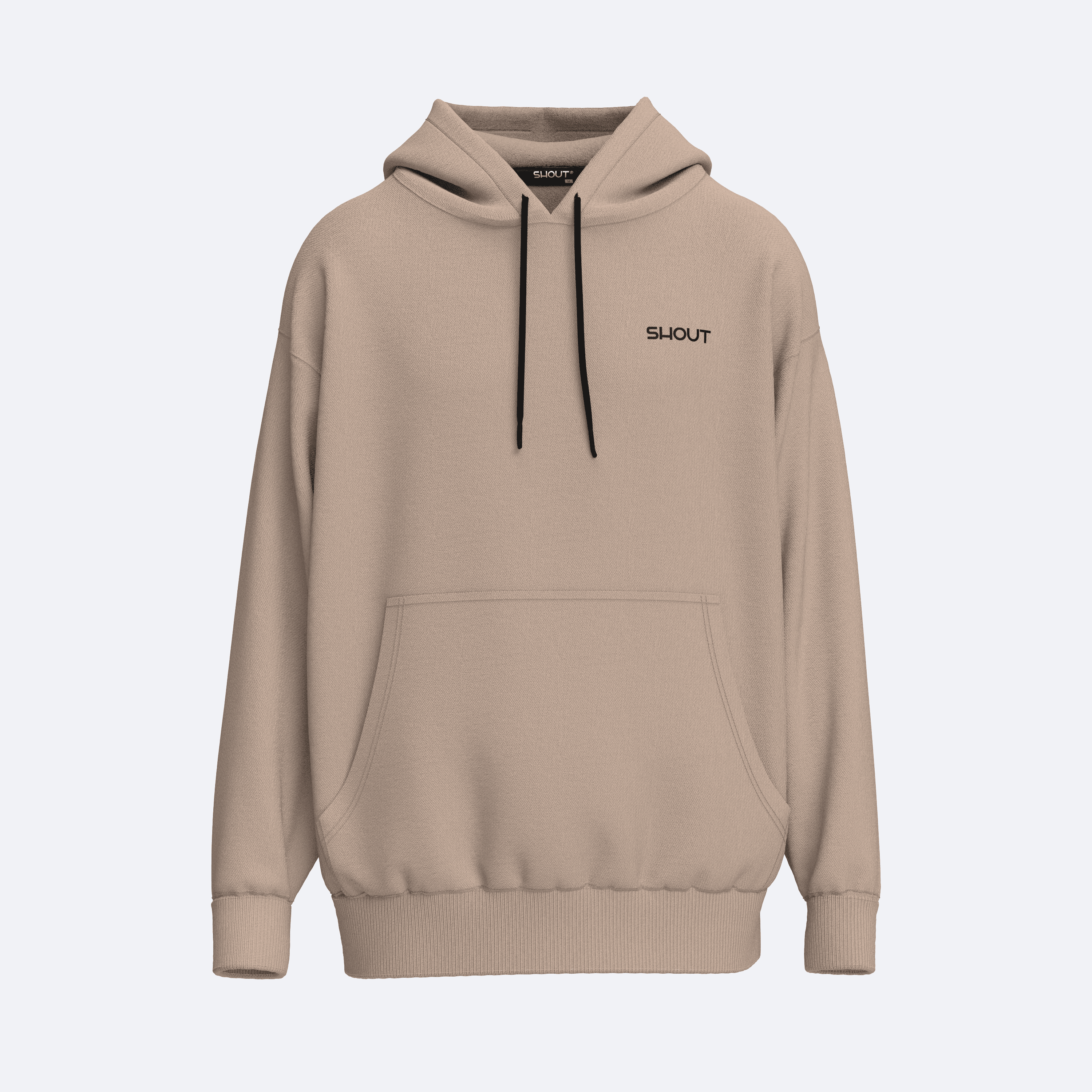 Shout Oversize Basic Stuc Beige Unisex Oldschool Hoodie