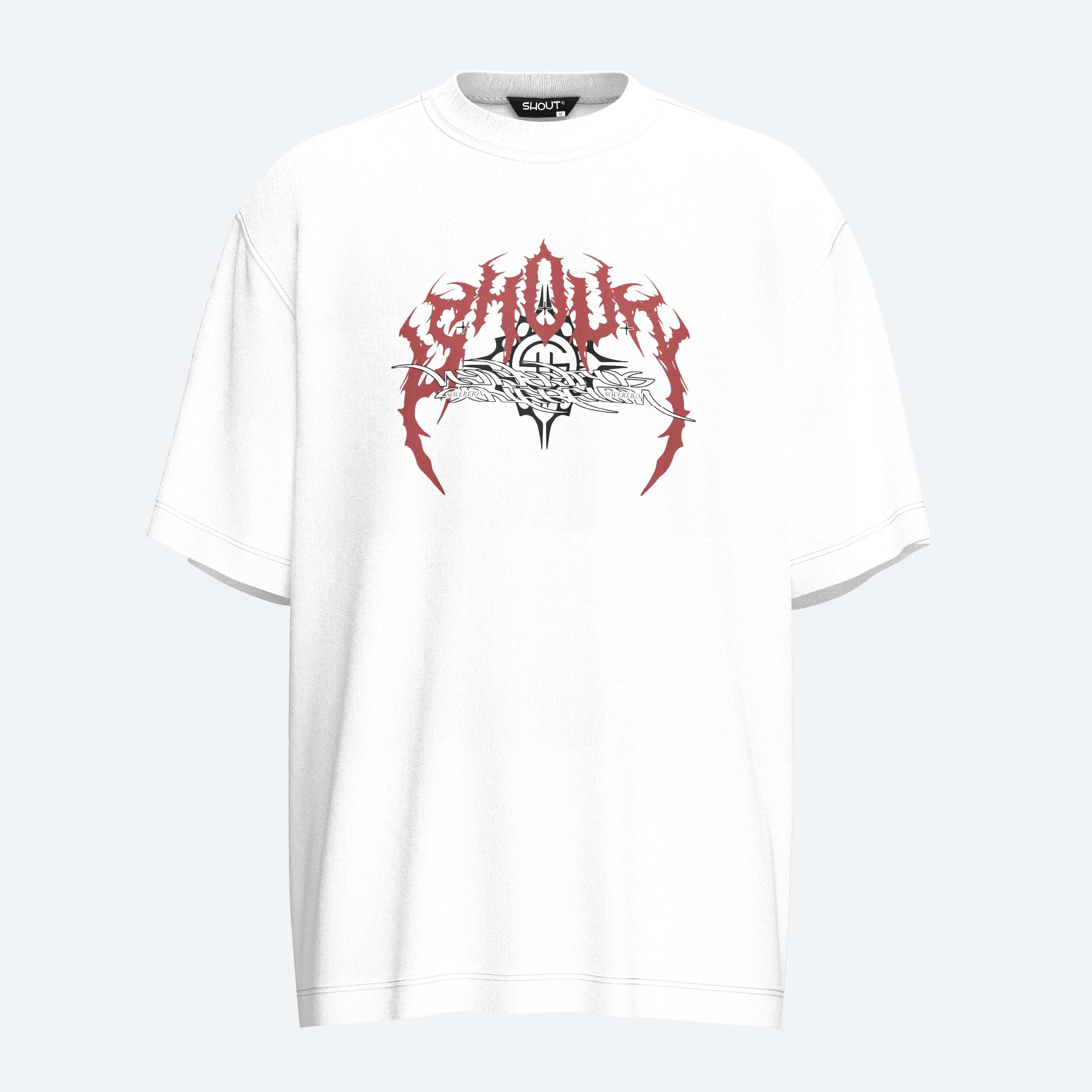 Shout Sovereign Unisex Oversize Tişört - Beyaz