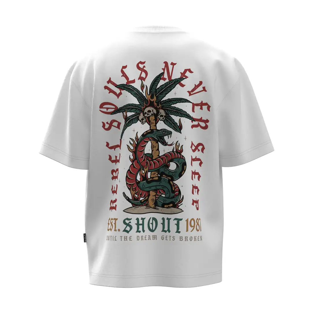 Rebel Souls Never Sleep Tişört SHOUT streetwear ürün görseli