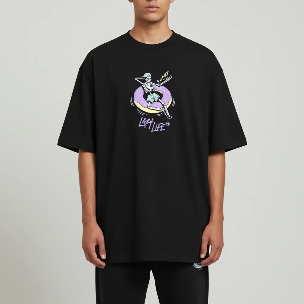 Shout Oversize Lazy Life Oldschool Unisex T-Shirt