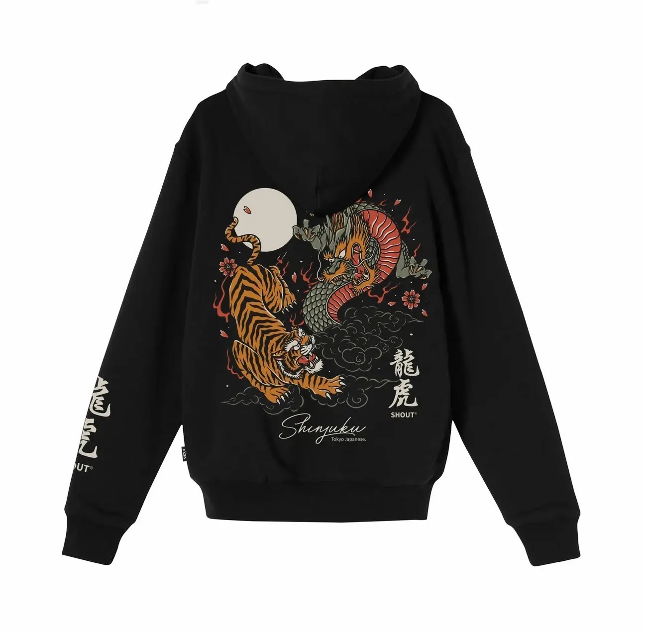 Shout Oversize Tokyo Shinjuku Tiger vs Dragon Unisex Zip Up Hoodie