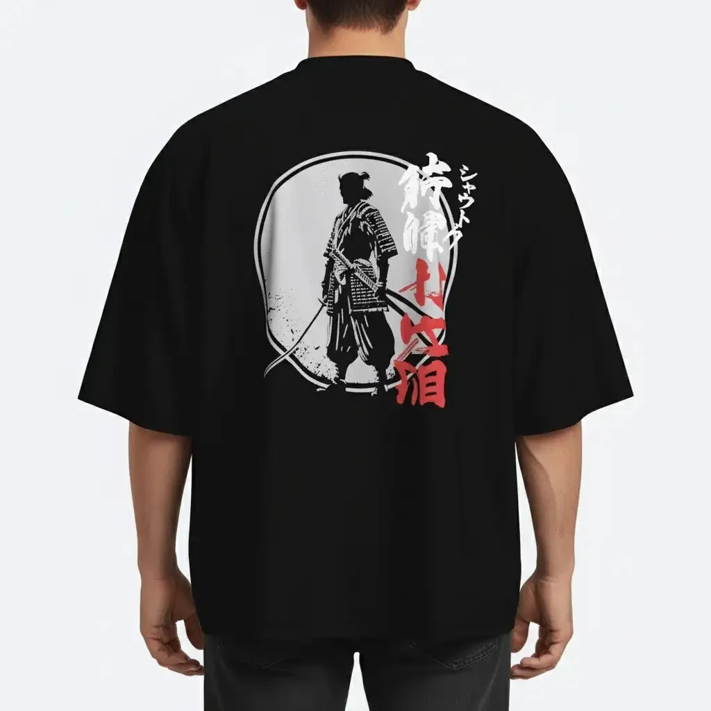 Shout Oversize Boxy Fit Samurai Silhouette Unisex T-Shirt