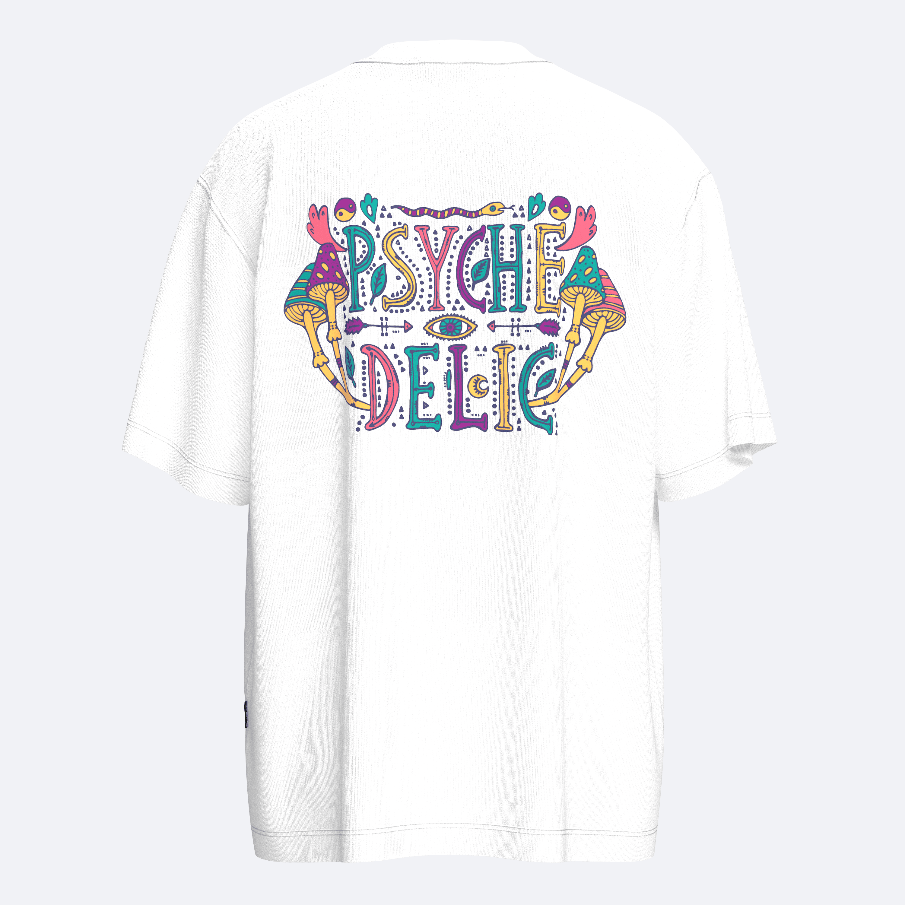Shout Oversize Psychedelic Vintage Unisex T-shirt - Beyaz