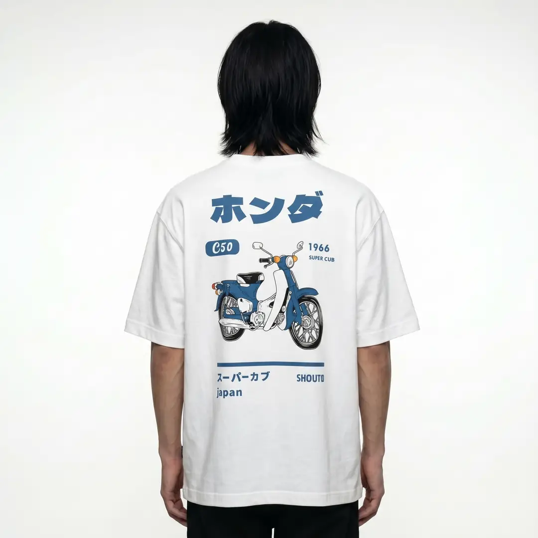 Vintage Honda C50 Super Cub Oversize Tişört SHOUT streetwear ürün görseli