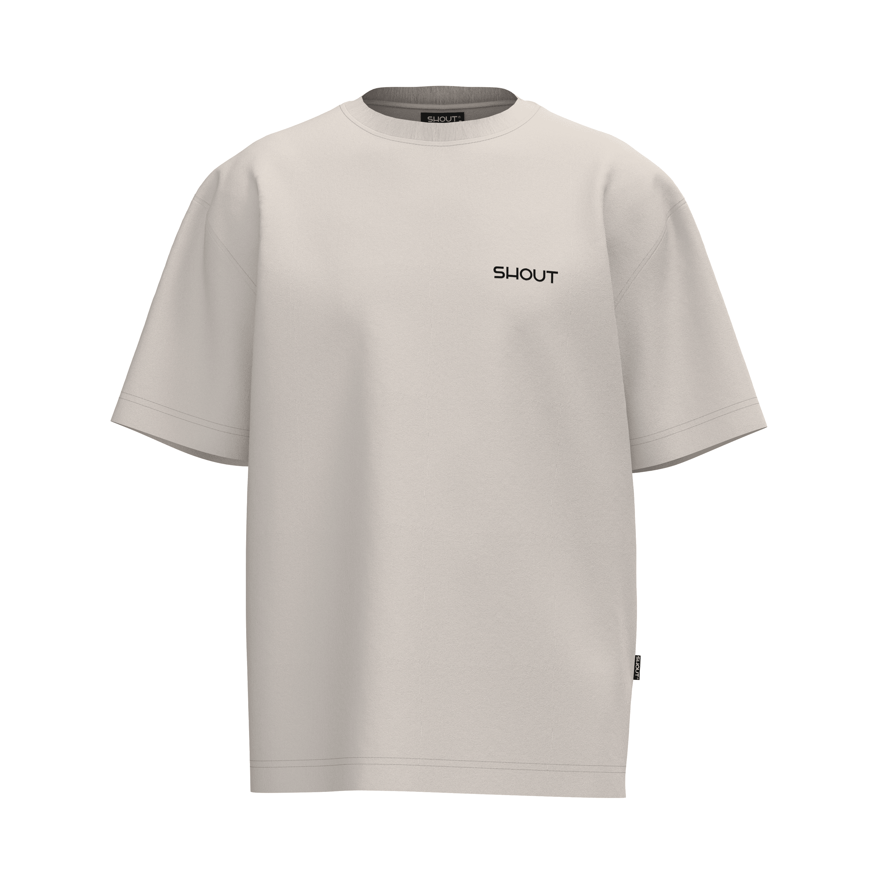 Shout Oversize Logo Basic Unisex T-Shirt - Beige