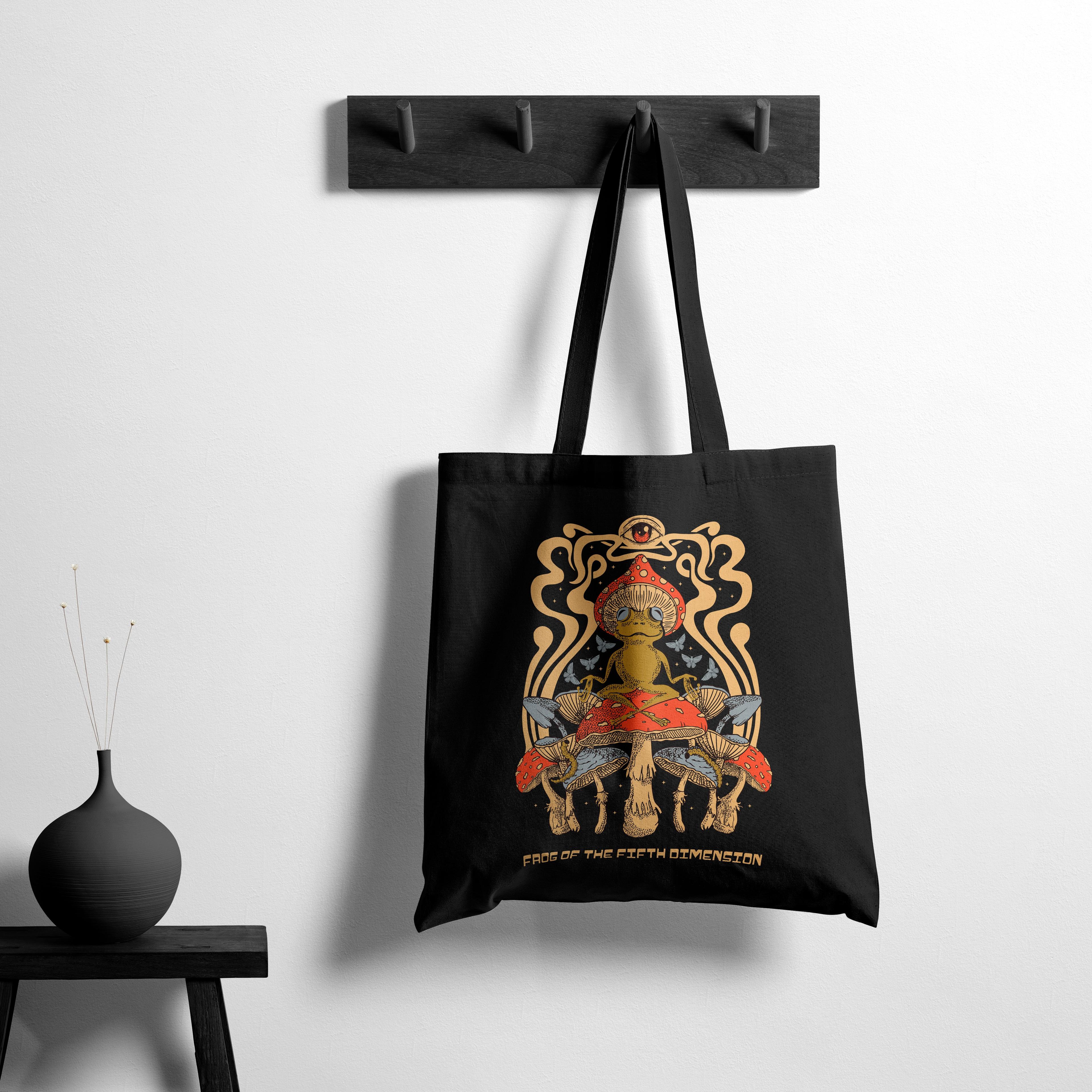 PsyVision Frog of the Fifth Dimension Black Tote Bag