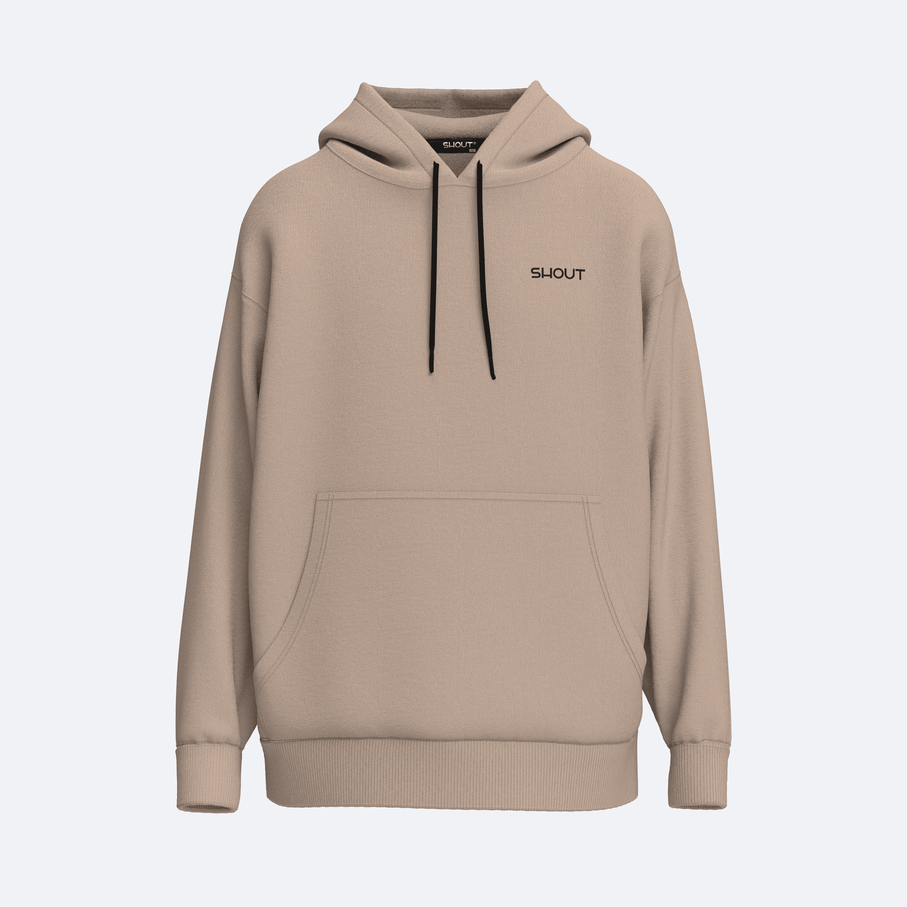 Shout Oversize Basic Stuc Beige Unisex Oldschool Hoodie