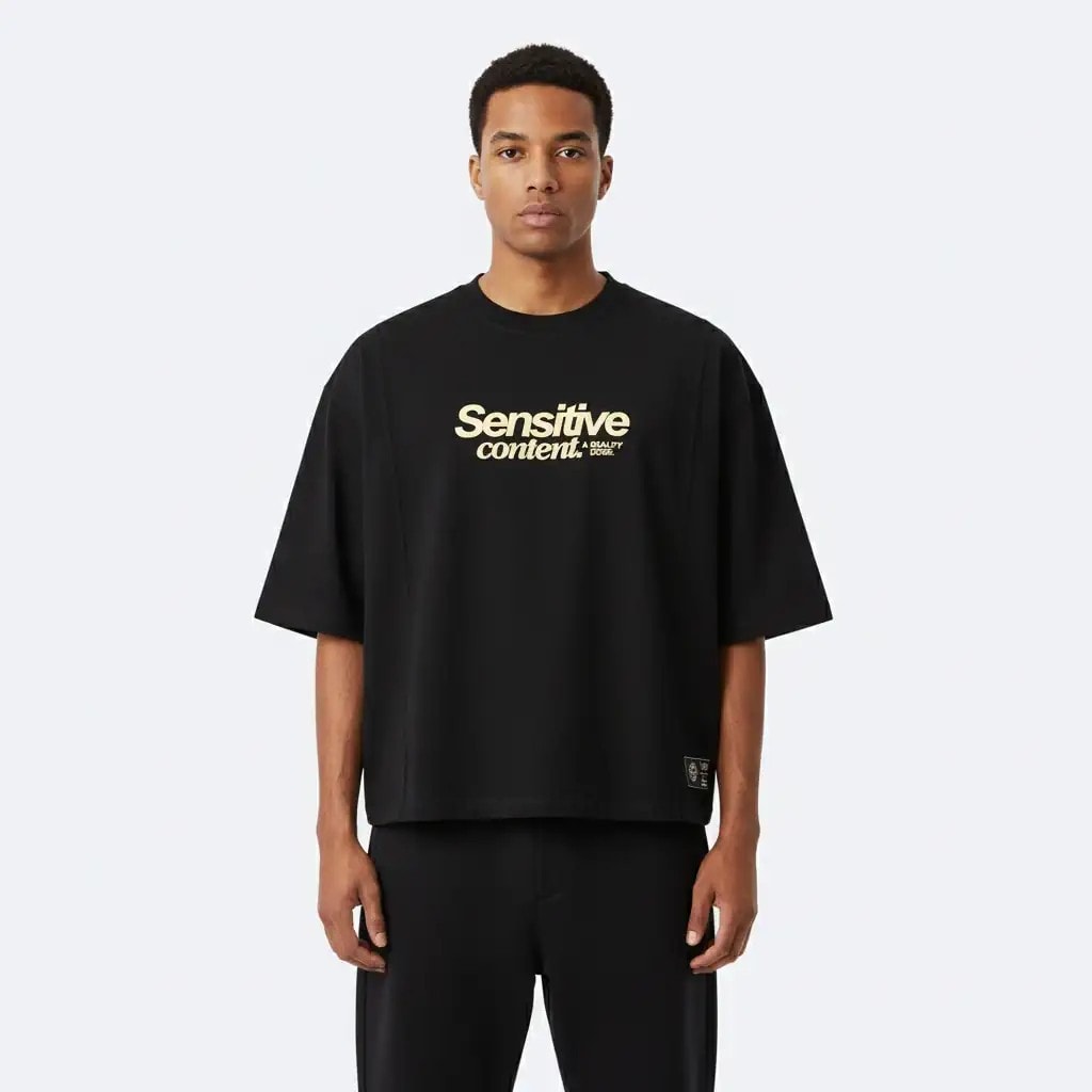 Shout Boxy Fit Oversize “Sensitive Content” Unisex T-Shirt