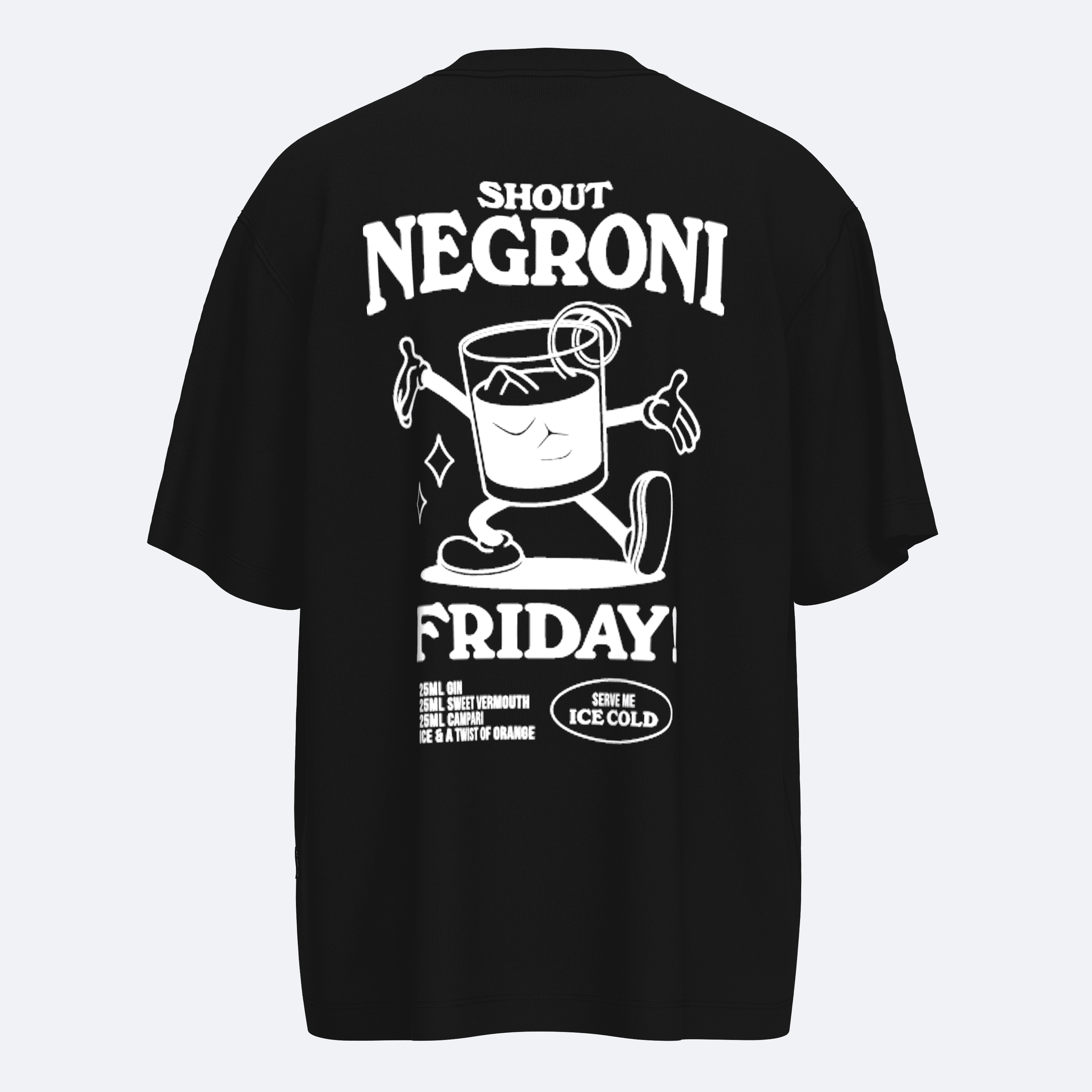 Oversize Shout Negroni Cocktail Unisex T-Shirt - Siyah