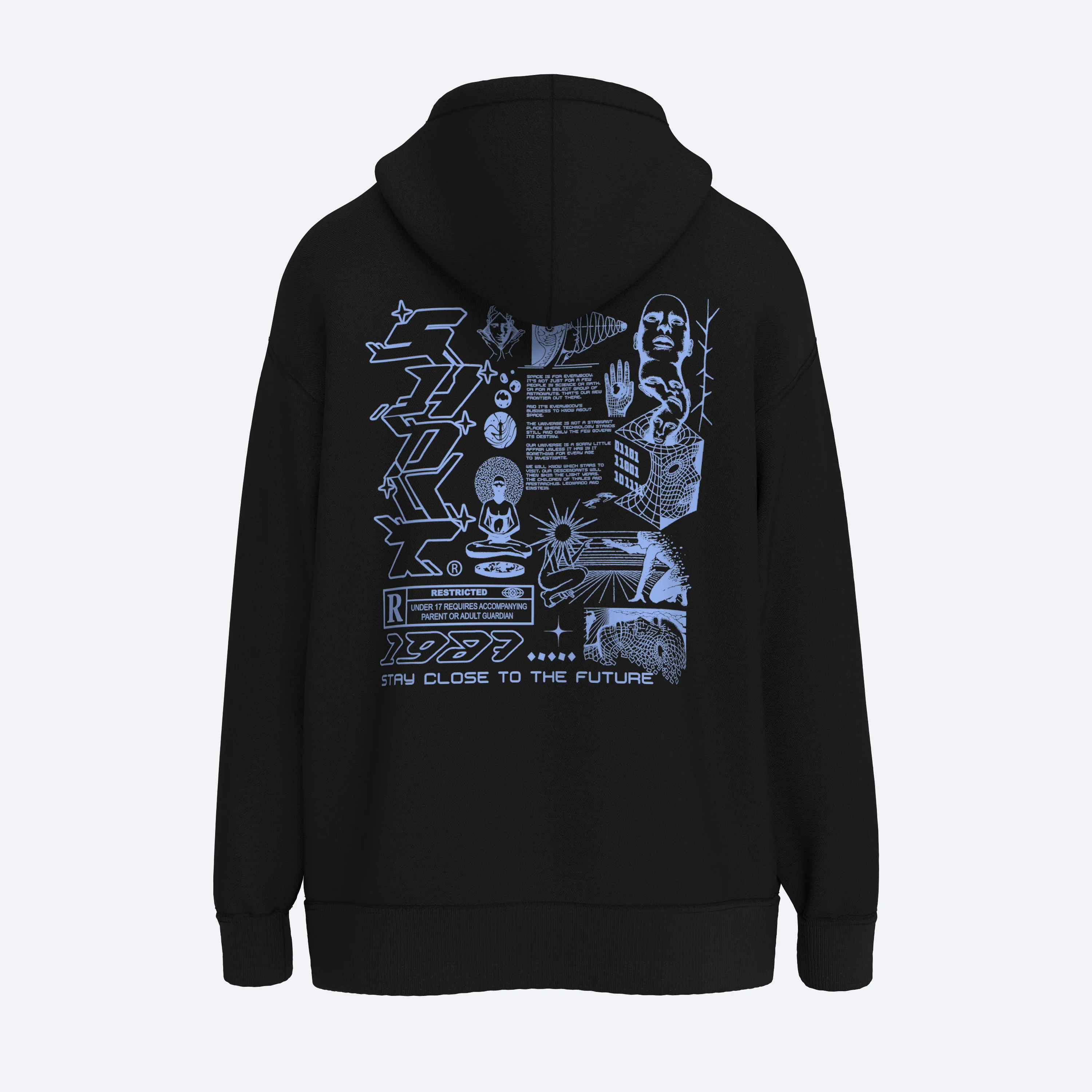 Shout Oversize Stay Close To The Future Zip Up Hoodie