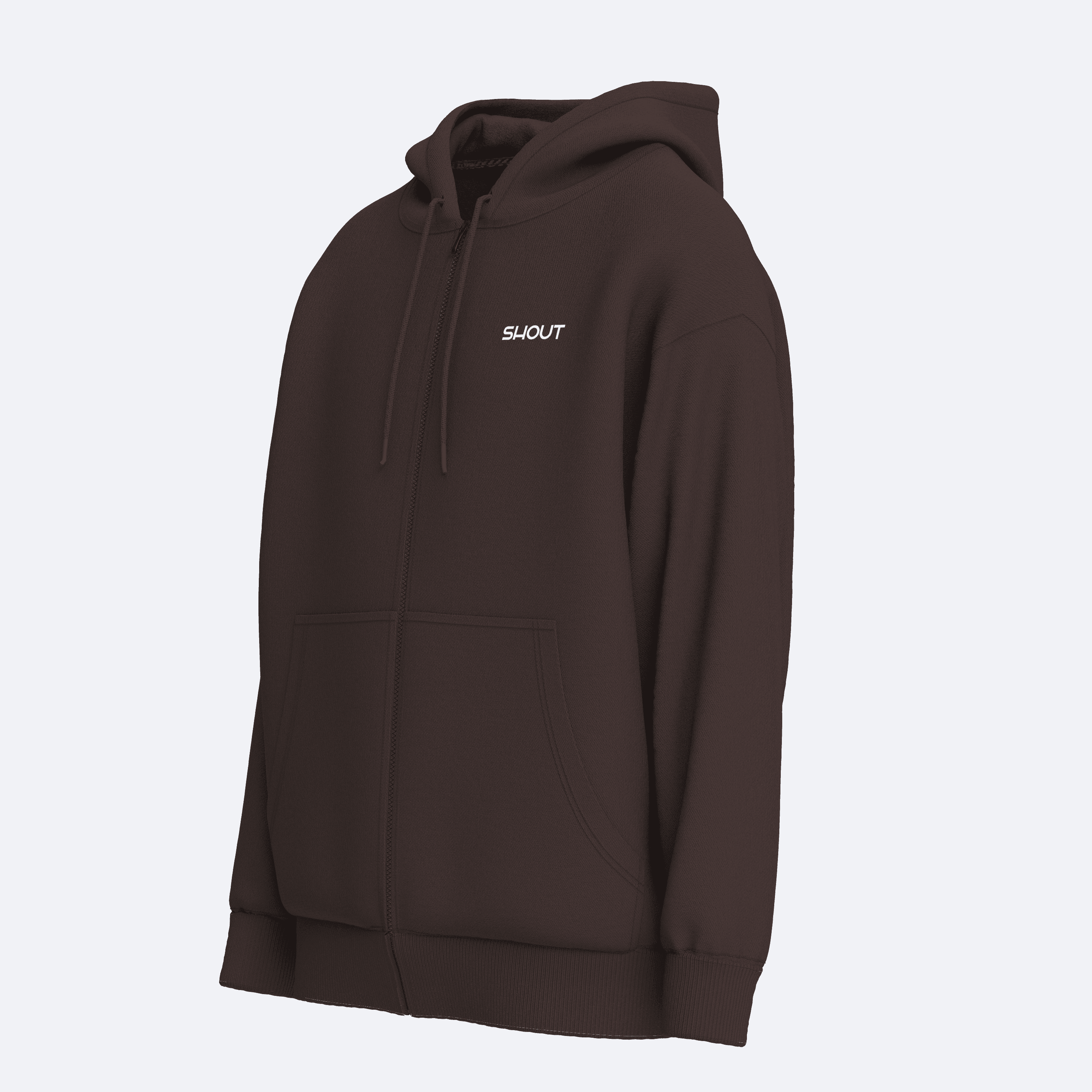 Oversize Shout Coffee Bean Basic Unisex Zip Up Hoodie