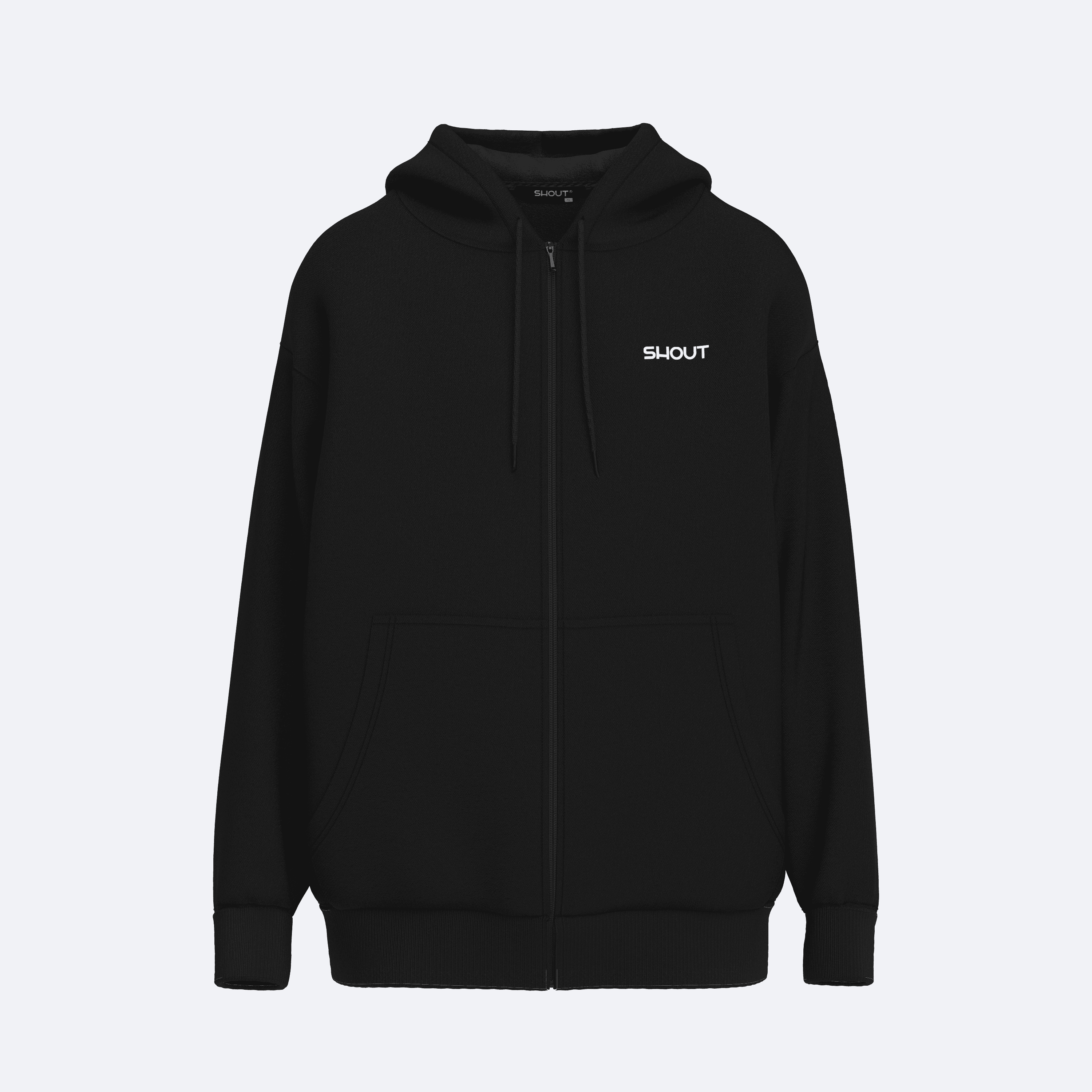 Shout Oversize Basic Unisex Oldschool Zip Up Hoodie