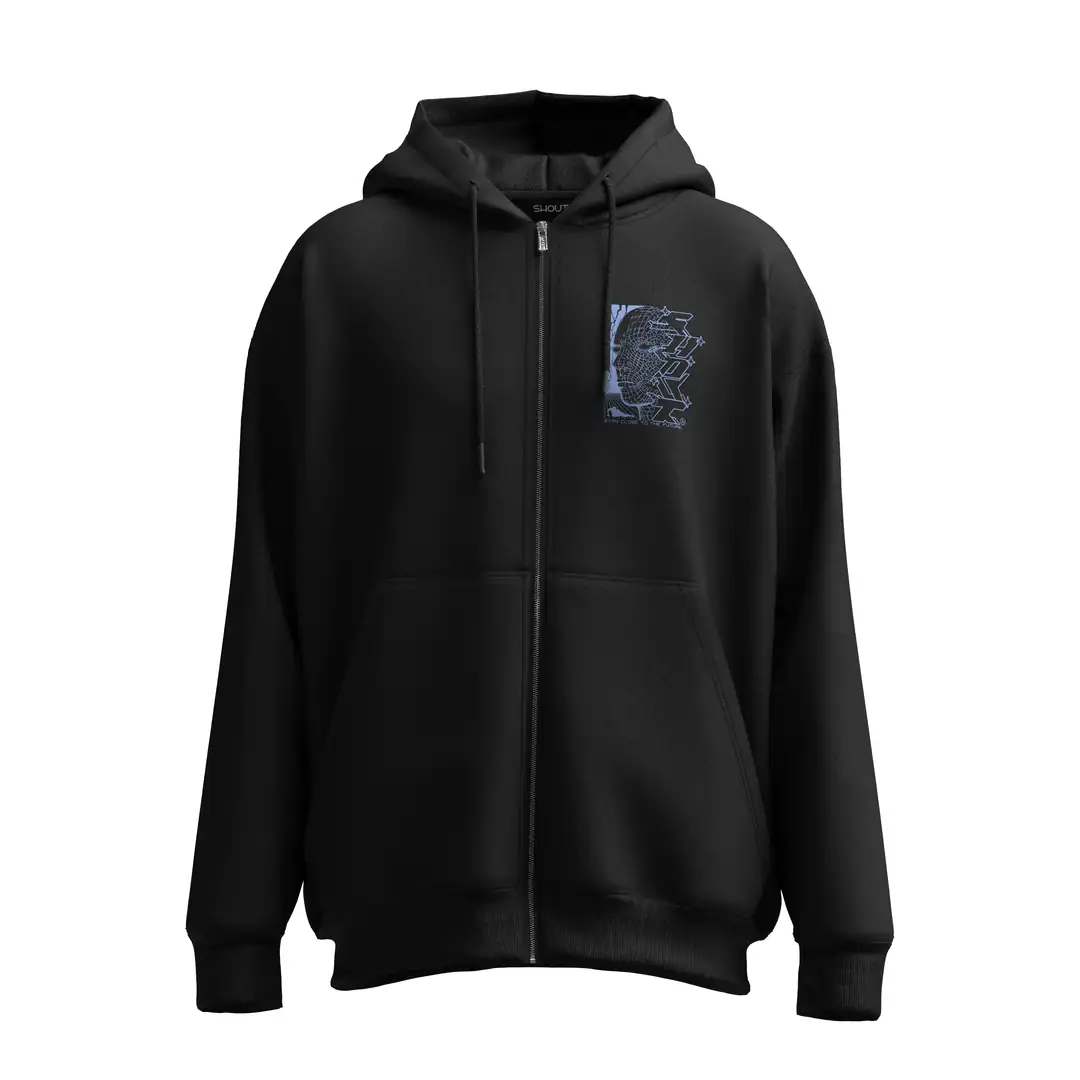 Shout Oversize Stay Close To The Future Zip Up Hoodie