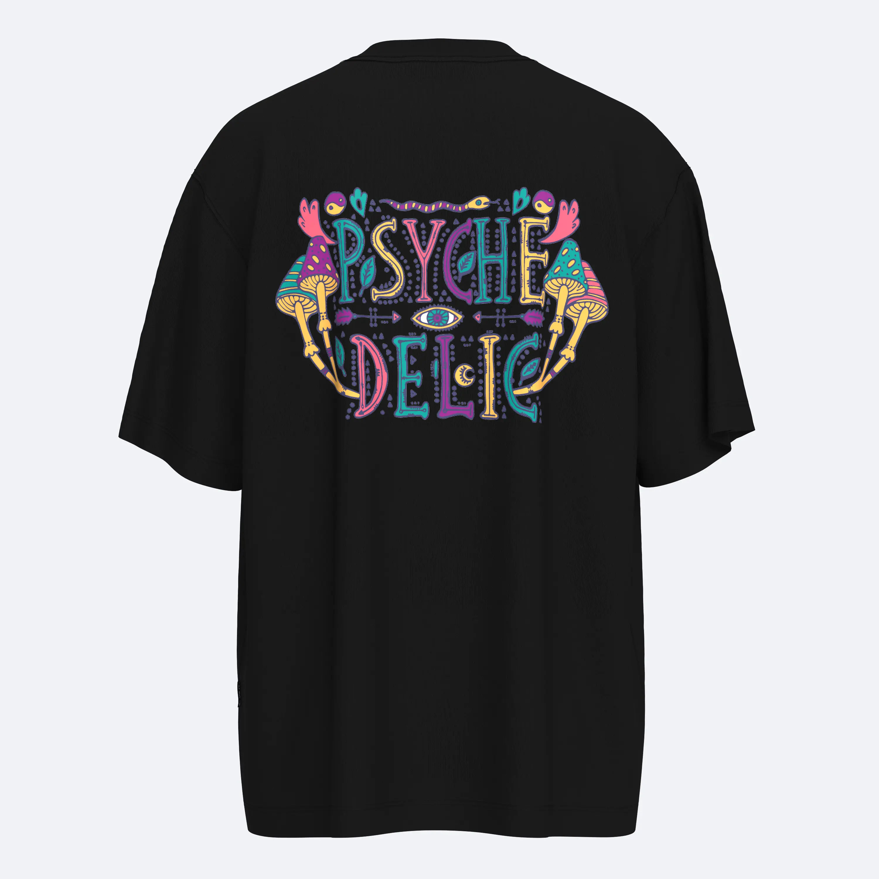 Shout Oversize Psychedelic Vintage Unisex T-shirt - Siyah
