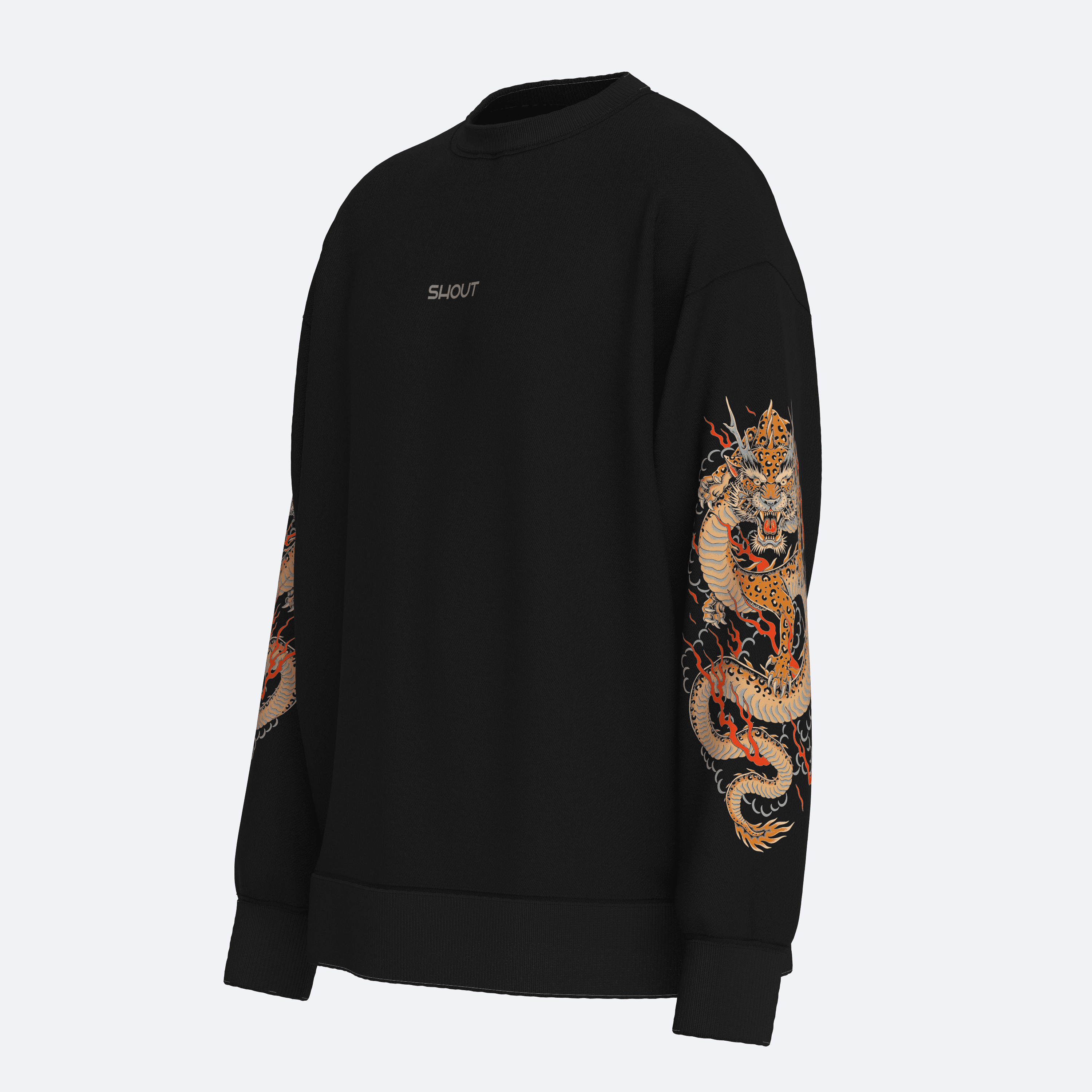 Shout Japanese Tiger Dragon Oversize Unisex Sweatshirt