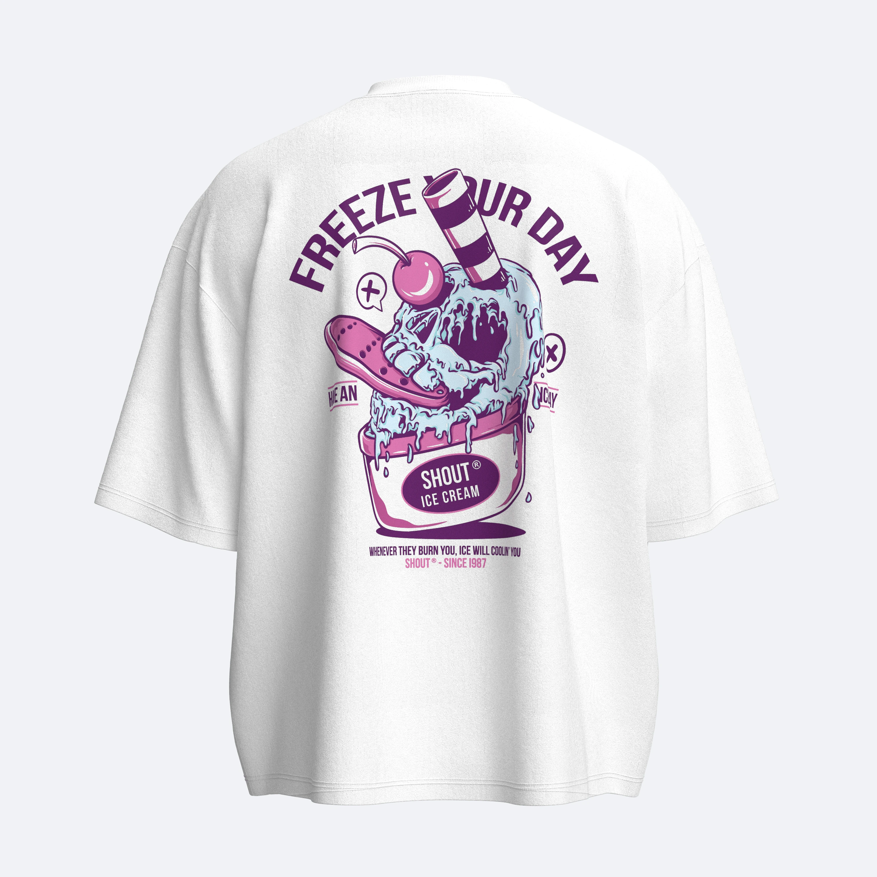 Shout Freeze Your Day Boxy Fit Oversize Unisex Tişört