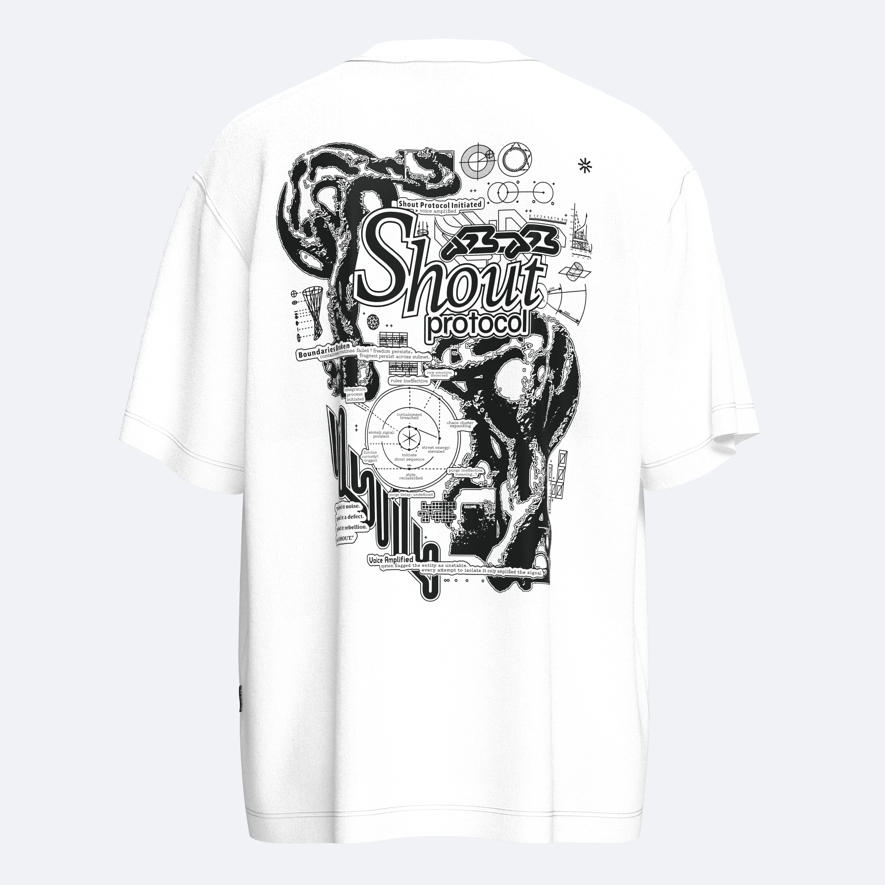 Shout Oversize Protocol Initiated Unisex T-Shirt - Beyaz