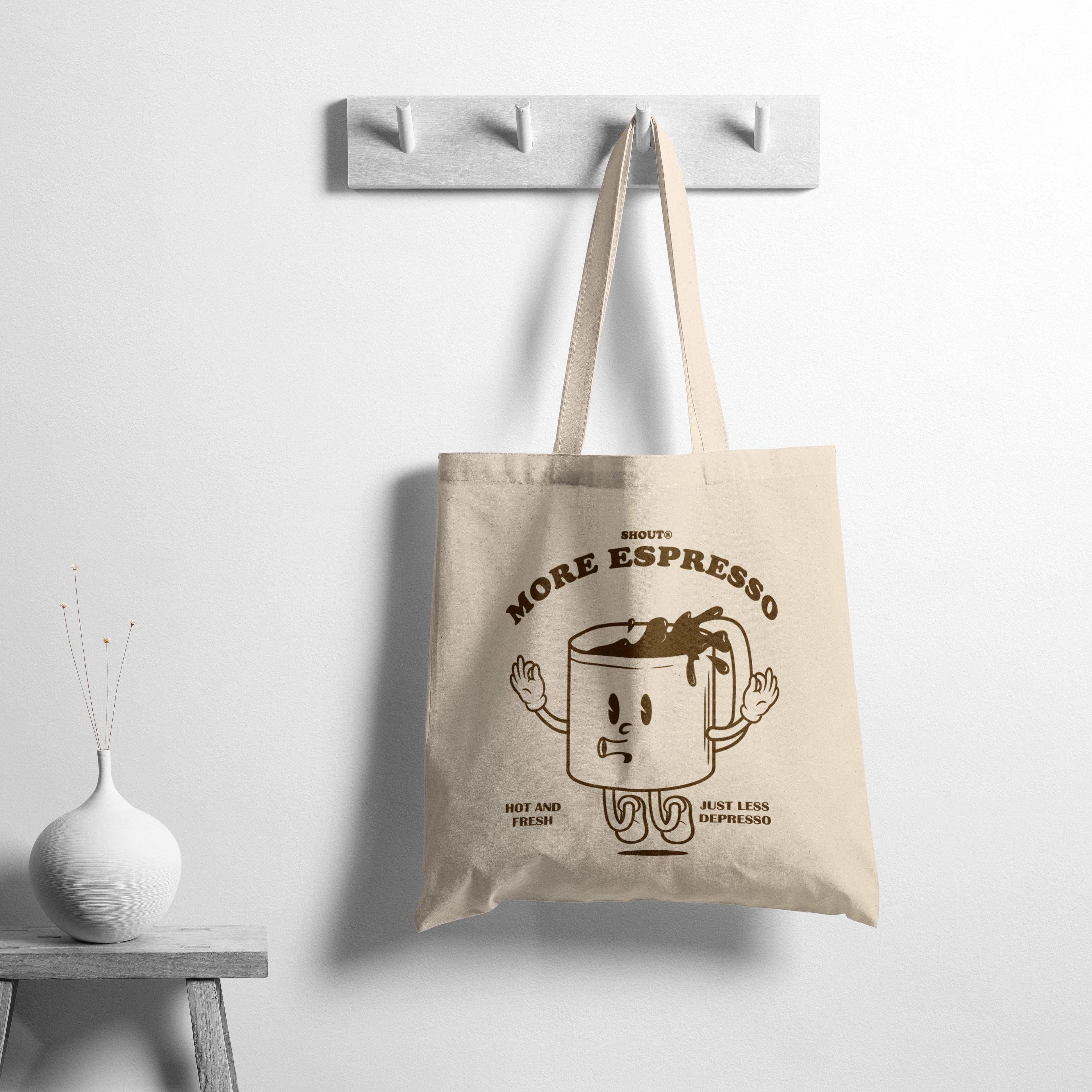 Shout Buzz More Espresso Beige Tote Bag