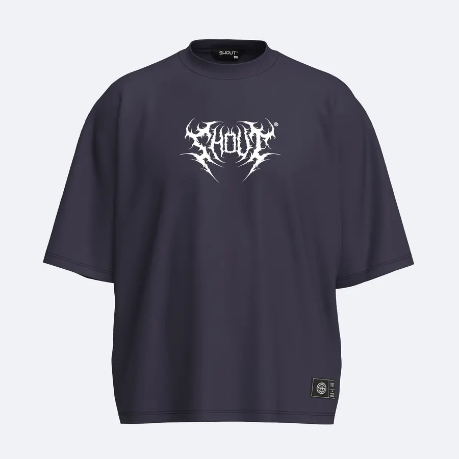 Oversize Shout Brutal Death Metal Logo Unisex Boxy Fit T-Shirt - Purple