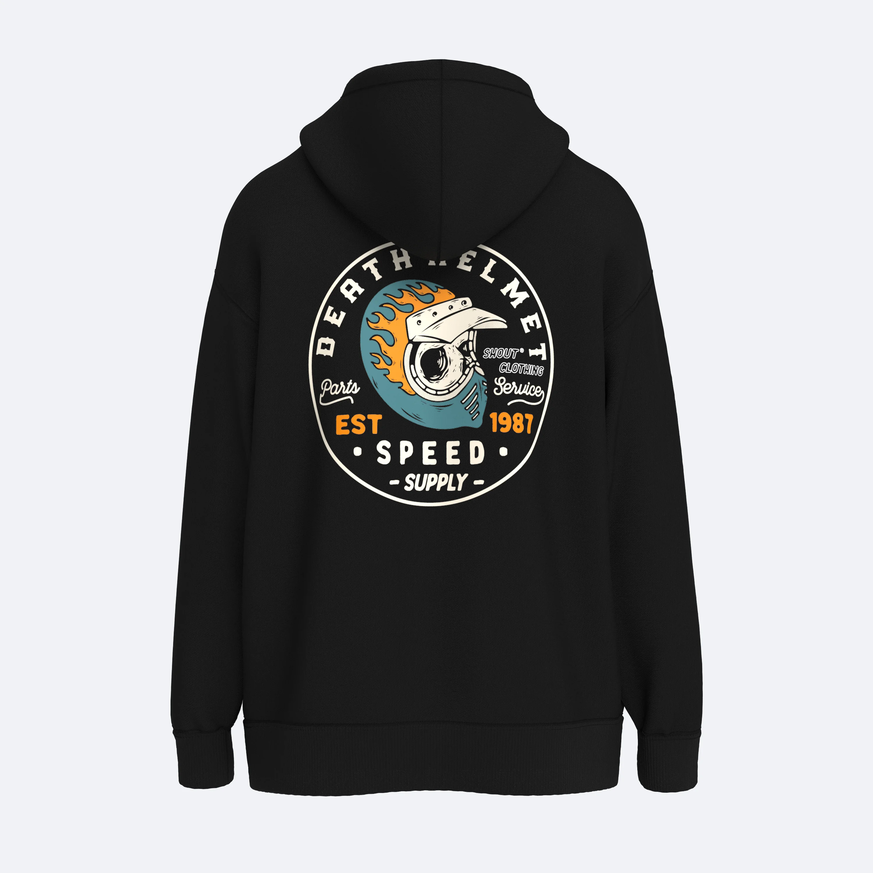 Shout Oversize Death Helmet Oldschool Unisex Zip Up Hoodie