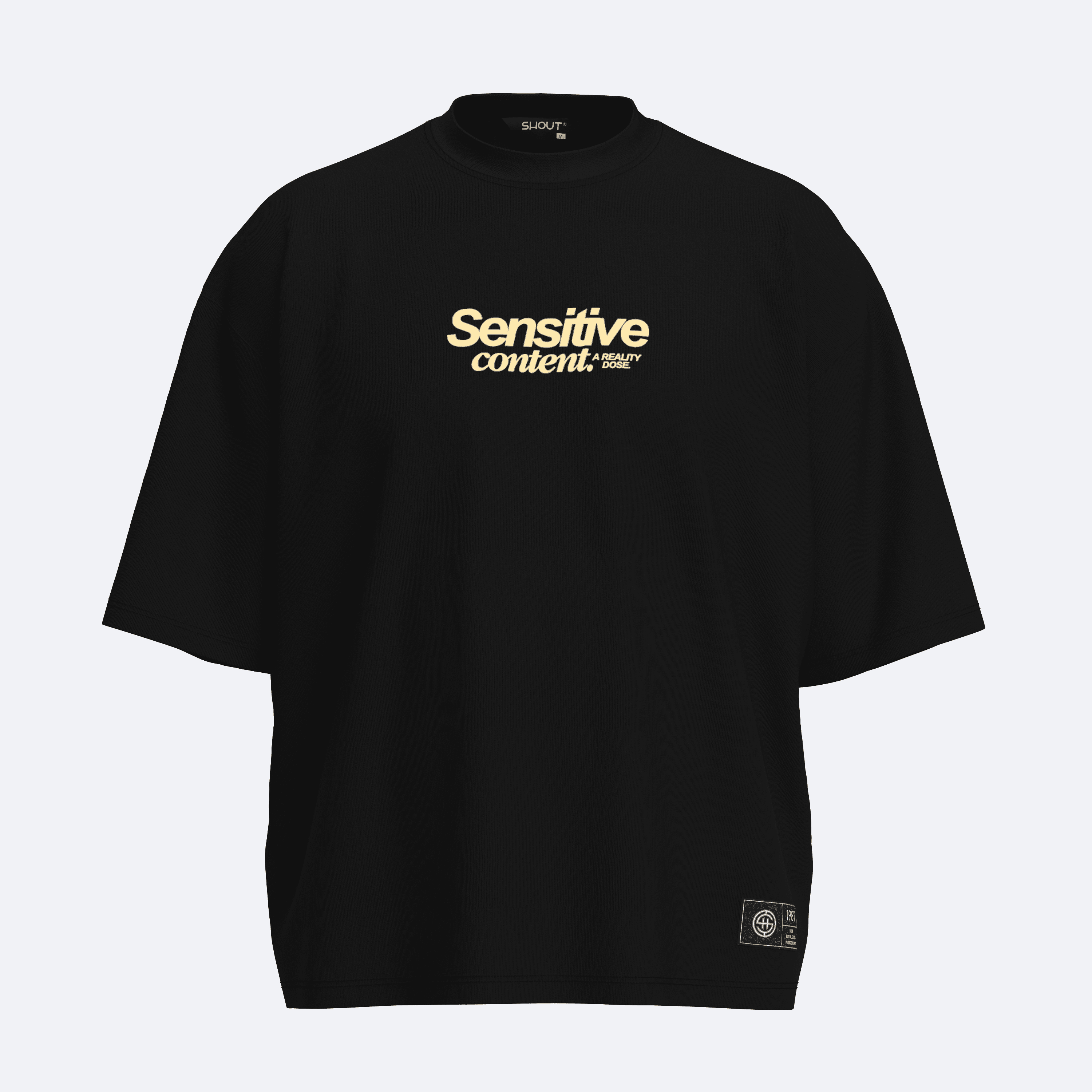 Shout Boxy Fit Oversize “Sensitive Content” Unisex T-Shirt