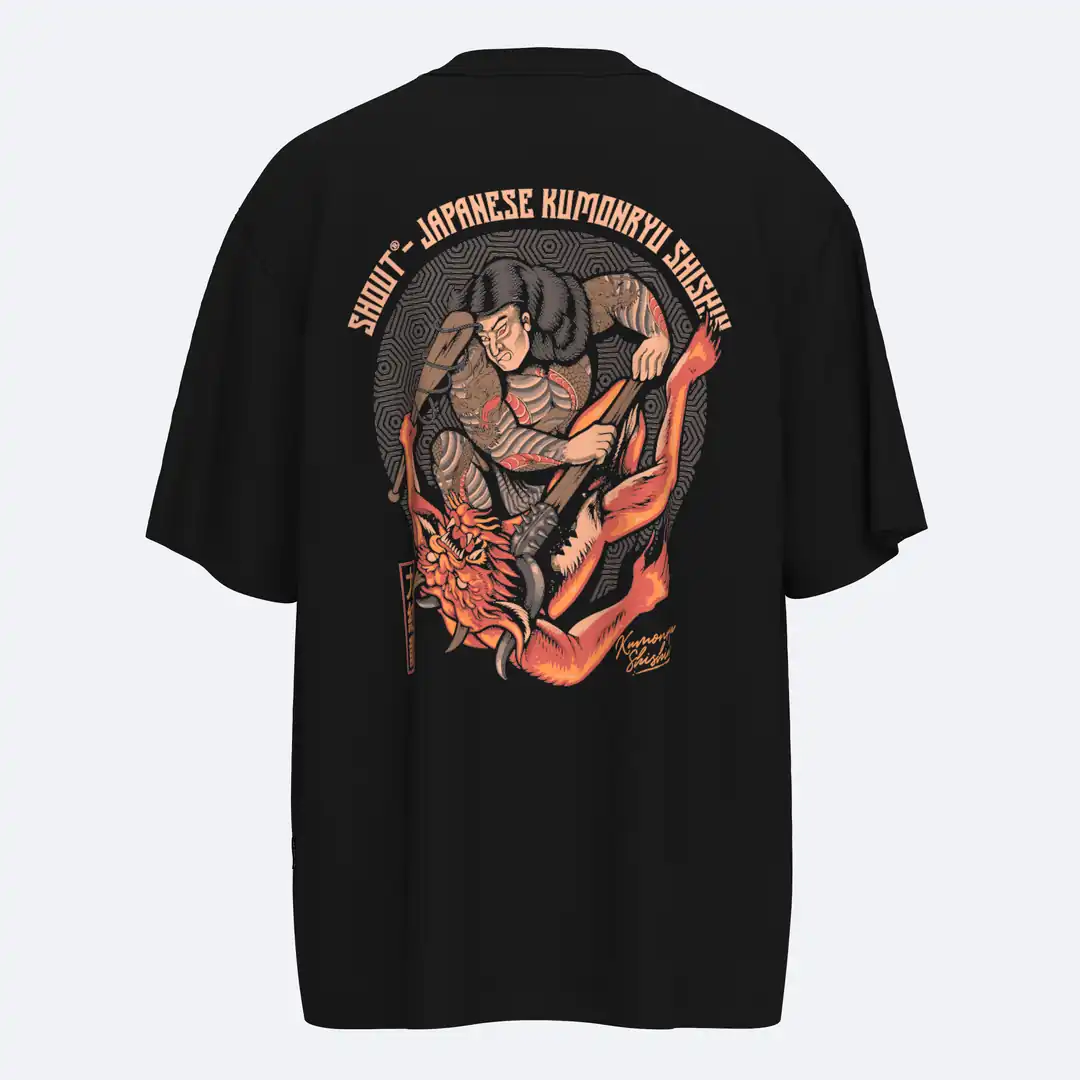SHOUT Japanese Kumonryu Shishin Oversize Tişört – oversize kalıp tişört ürün görseli