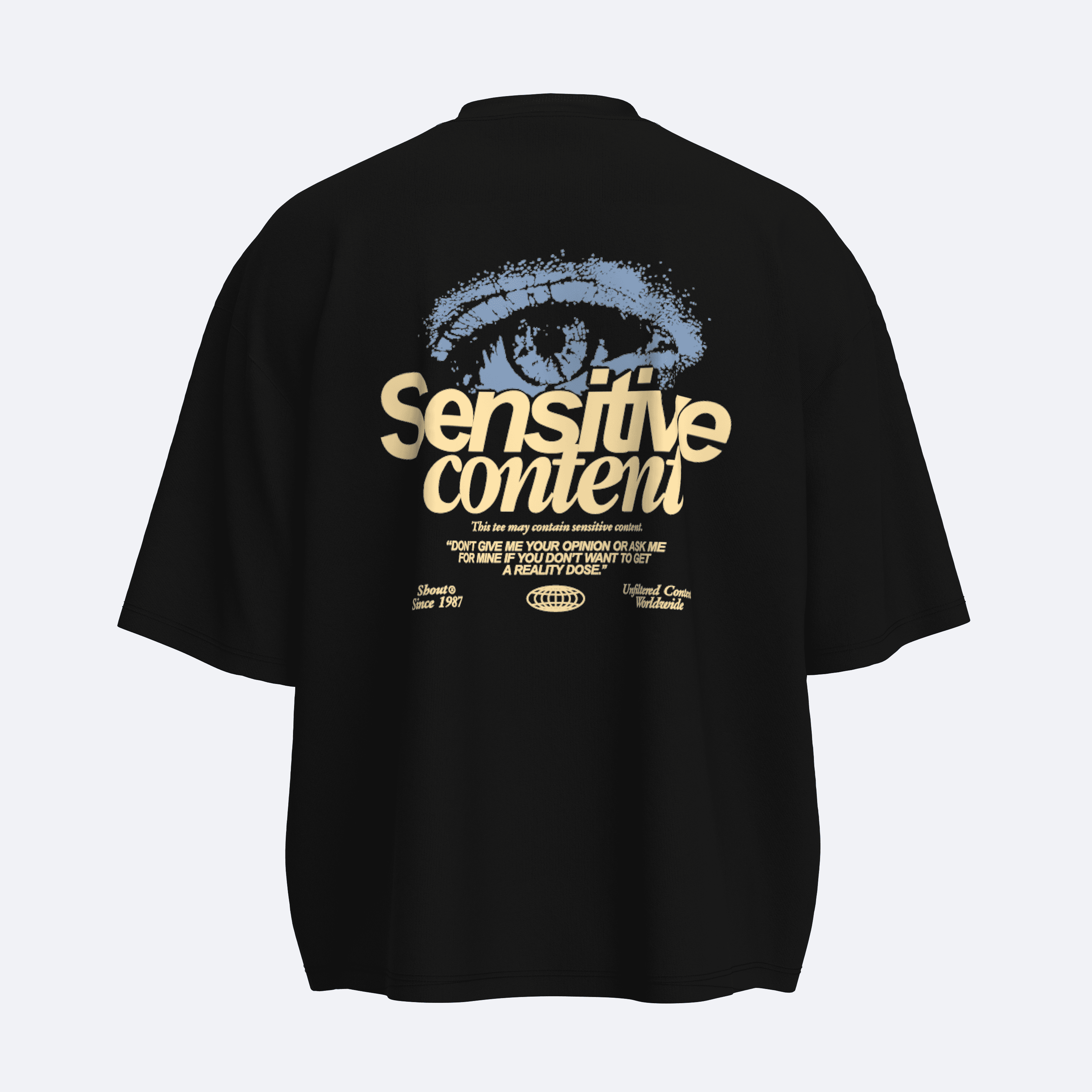 Shout Boxy Fit Oversize “Sensitive Content” Unisex T-Shirt