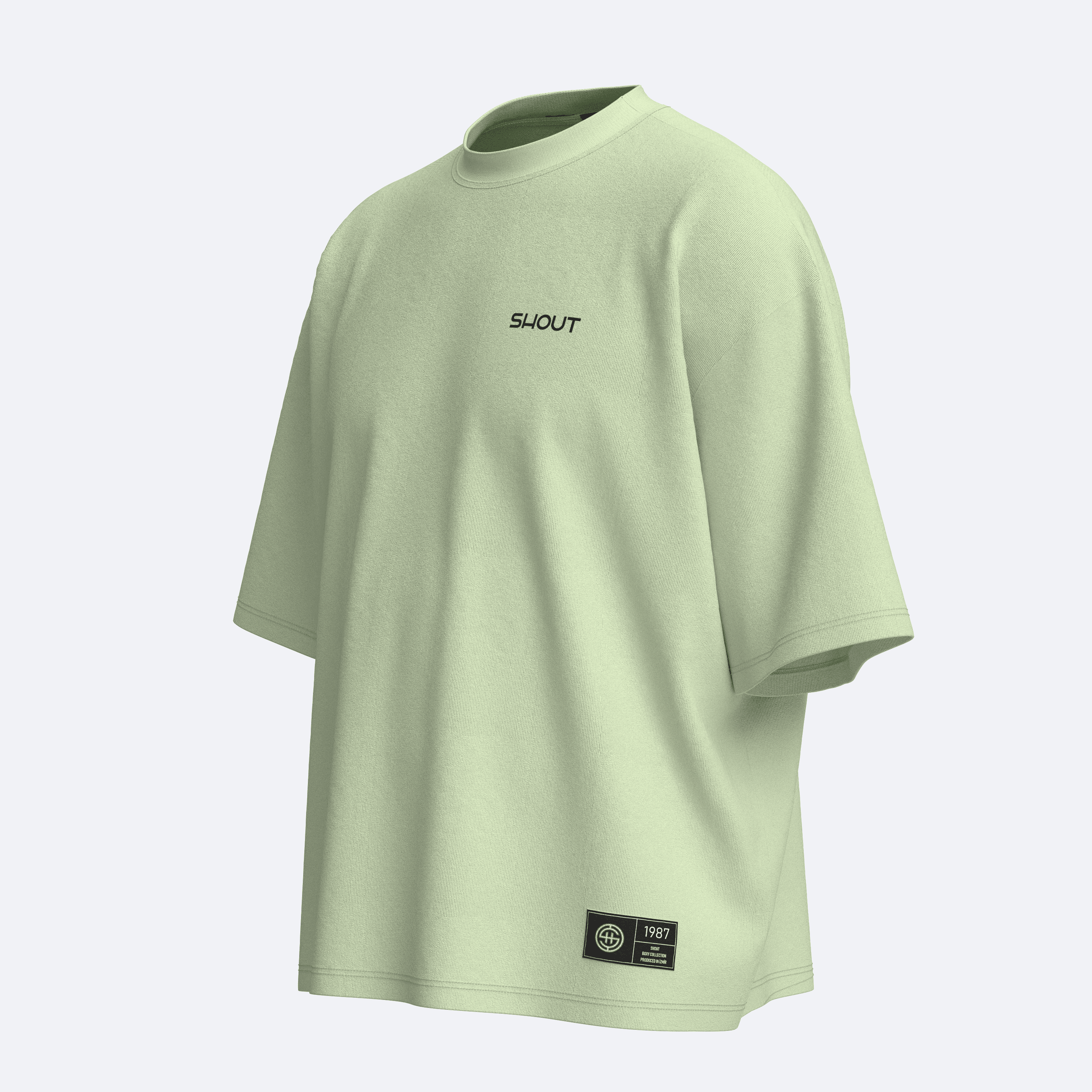 Shout Oversize Boxy Fit Basic Unisex T-Shirt - Lime Cream