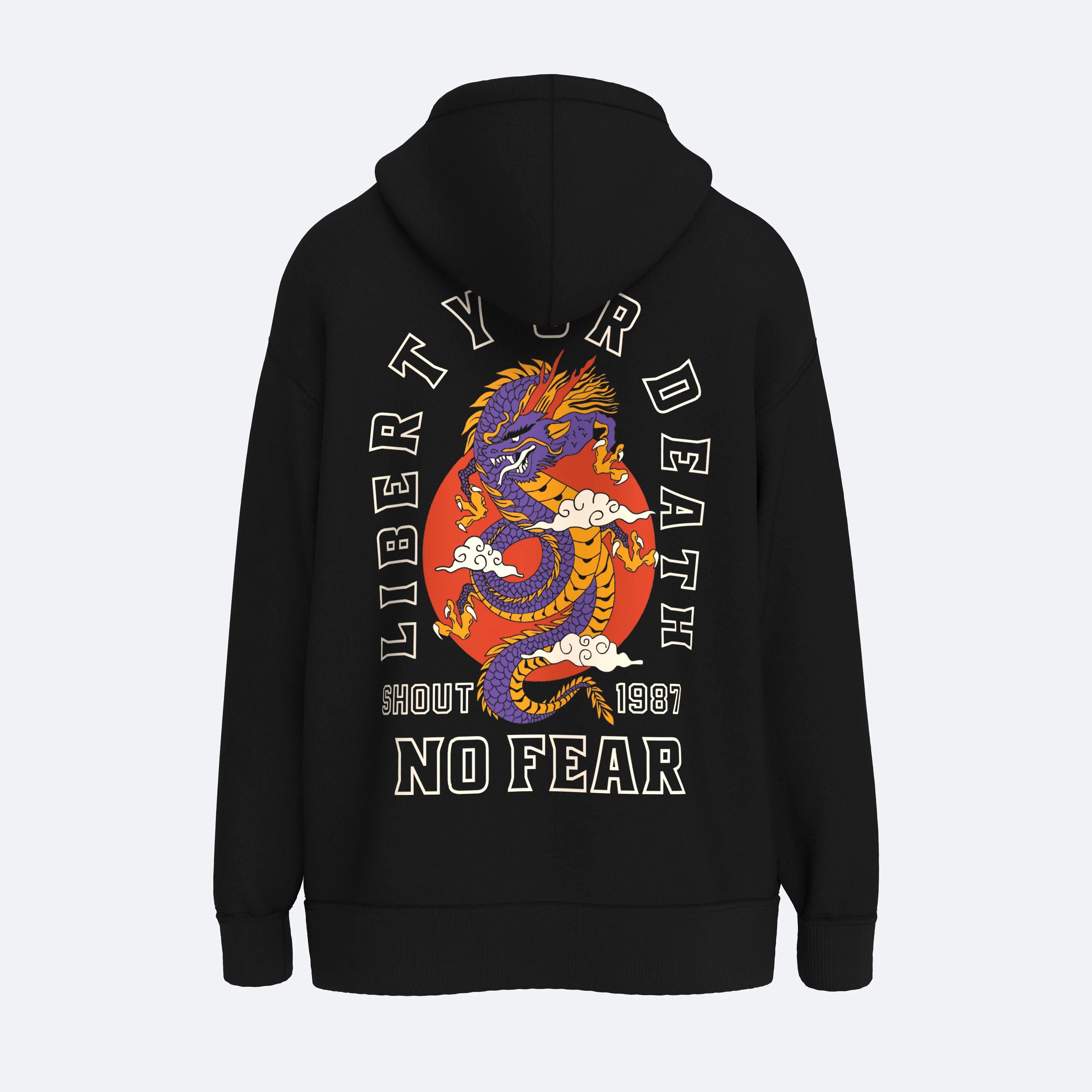 Shout Oversize Liberty Or Death Oldschool Unisex Zip Up Hoodie