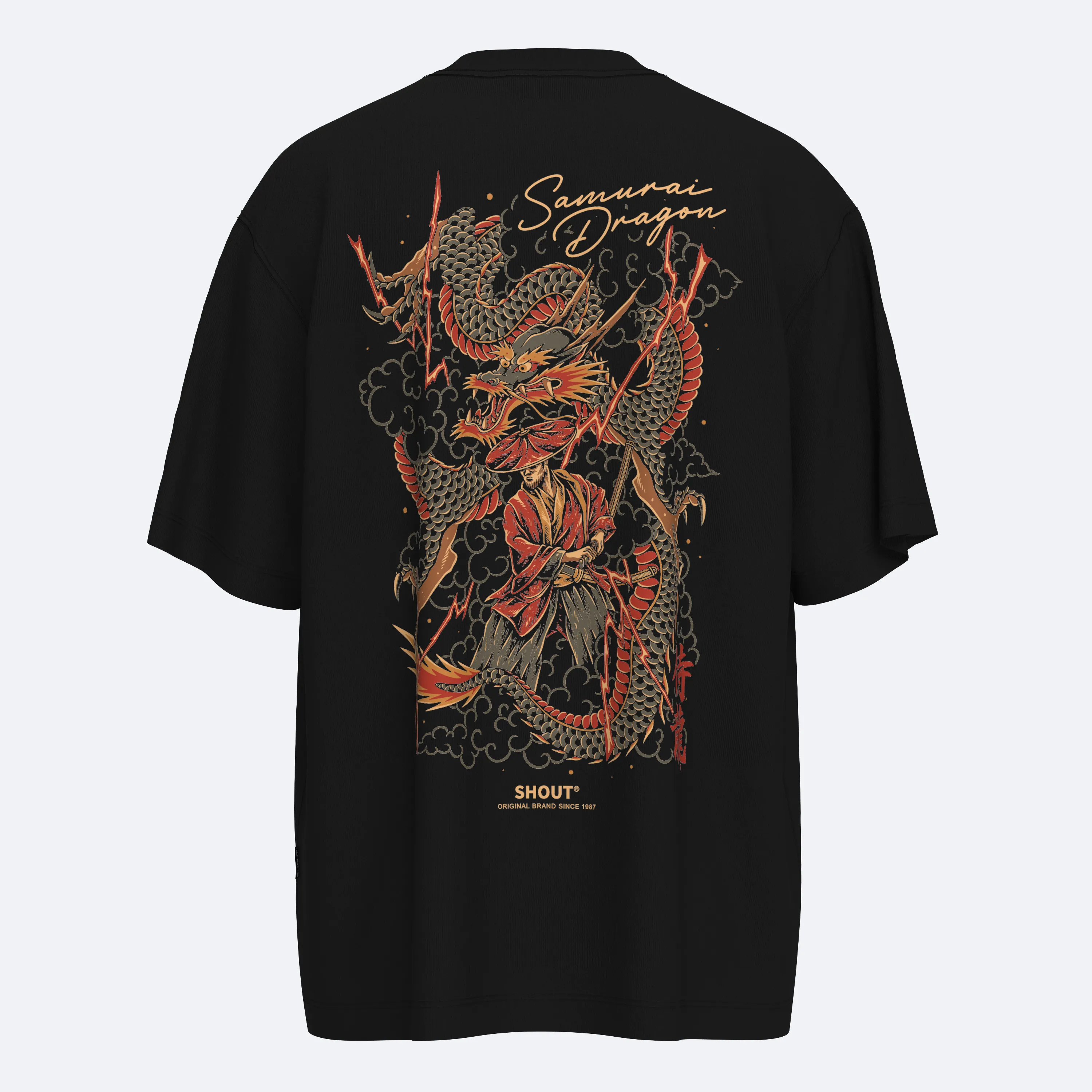 Shout Samurai Dragon Japanese Culture Unisex Oversize Tişört