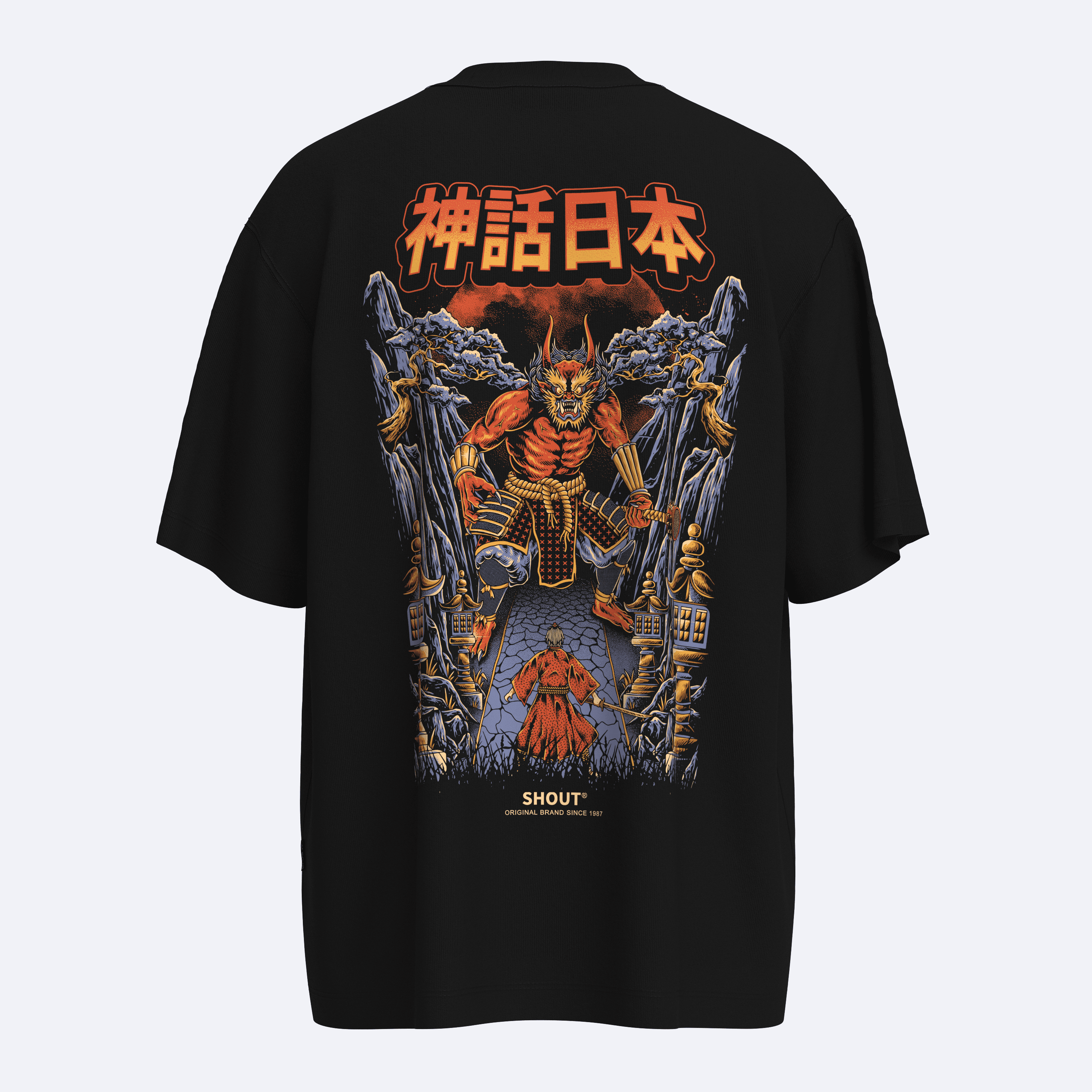 Oversize Shout Oni Devil Vs Samurai Unisex T-Shirt