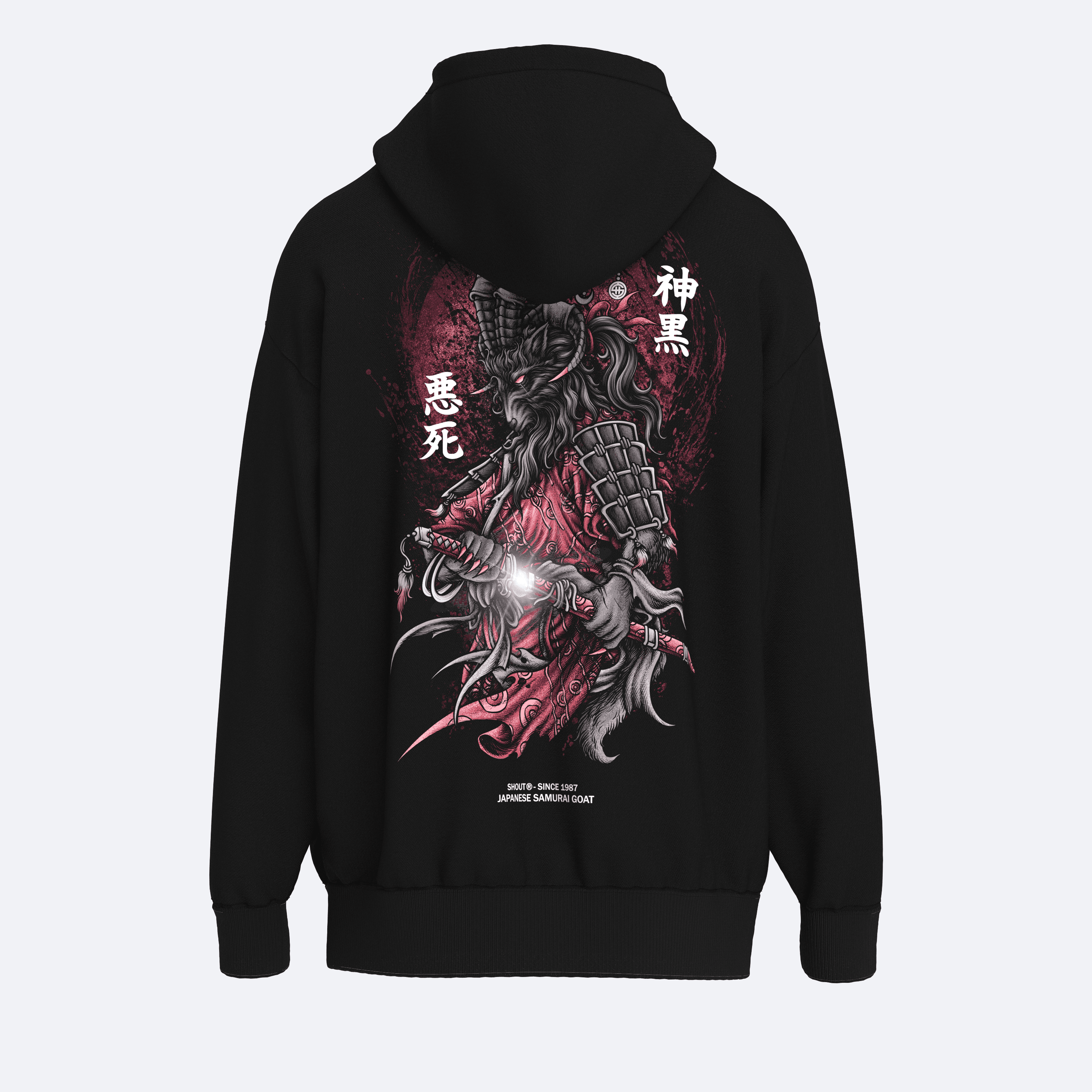 Oversize Shout Japanese Goat Samurai Unisex Hoodie