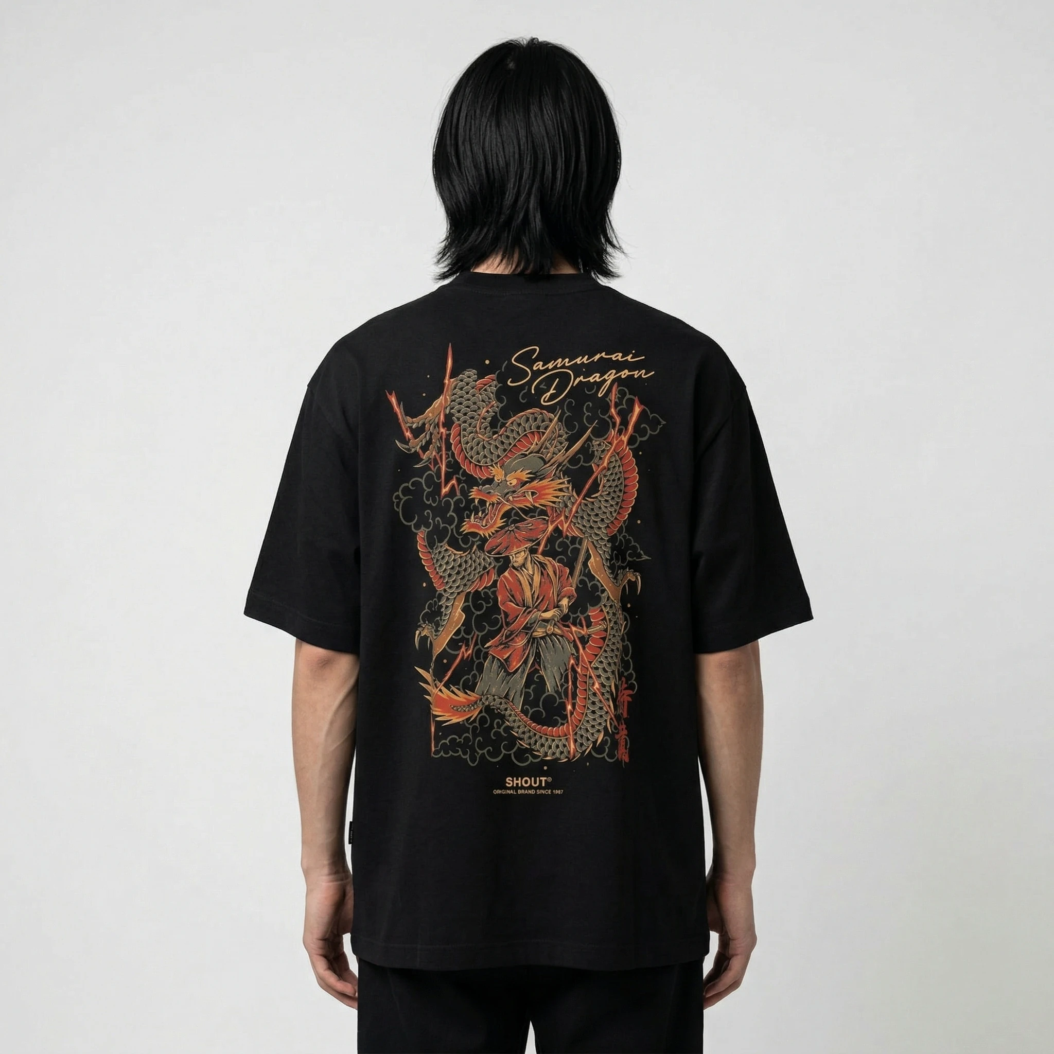 【yoshitokun】 Shout Samurai Dragon Japanese Culture Unisex Oversize Tişört