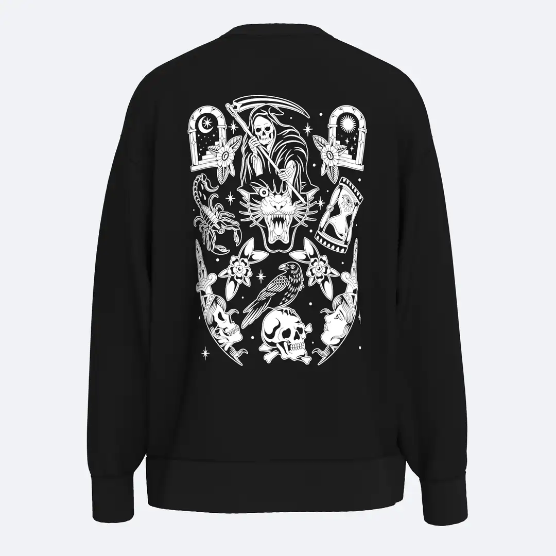Shout Oversize Black Reaper Unisex Sweatshirt