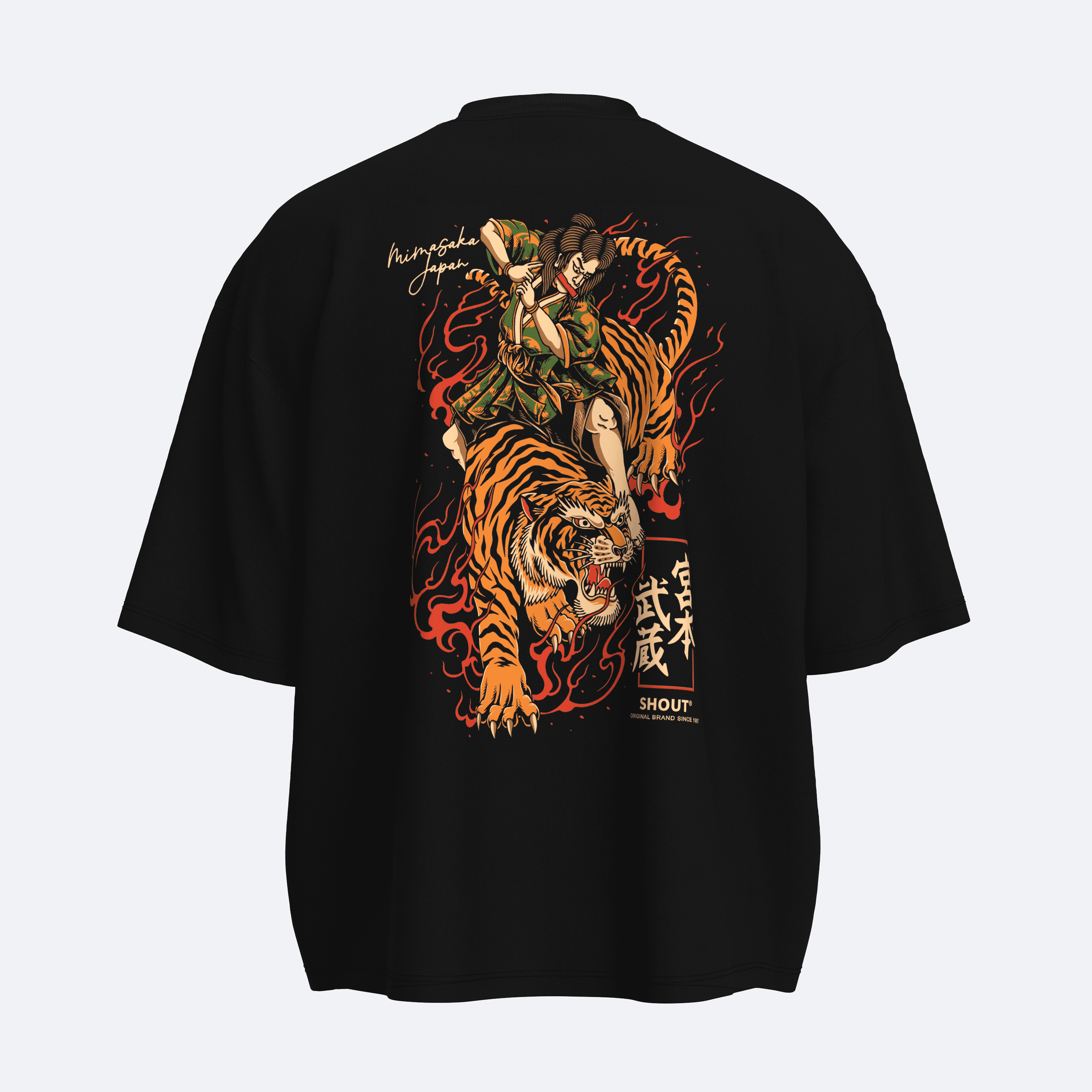 Shout Oversize Musashi Tiger Unisex Boxy Fit T-Shirt