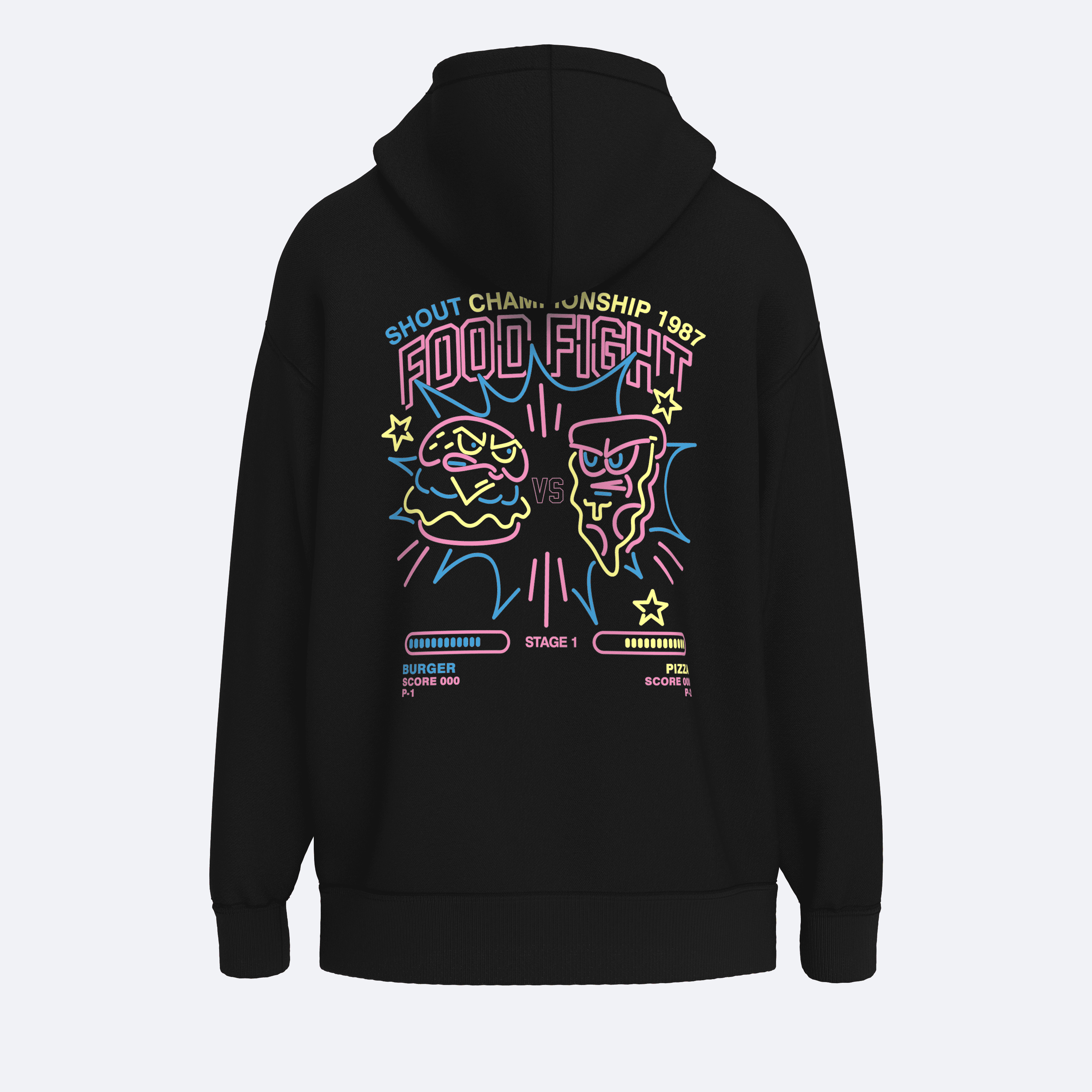 Shout Oversize Championship 1987 Food Fight Unisex Hoodie