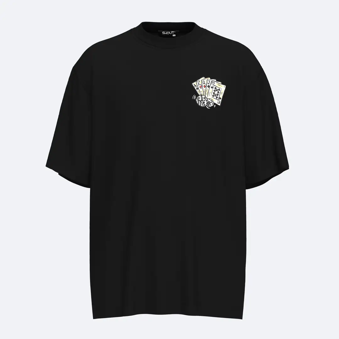 SHOUT Poker Straight Oversize Tişört unisex ürün görseli – Oversize kalıp örneği