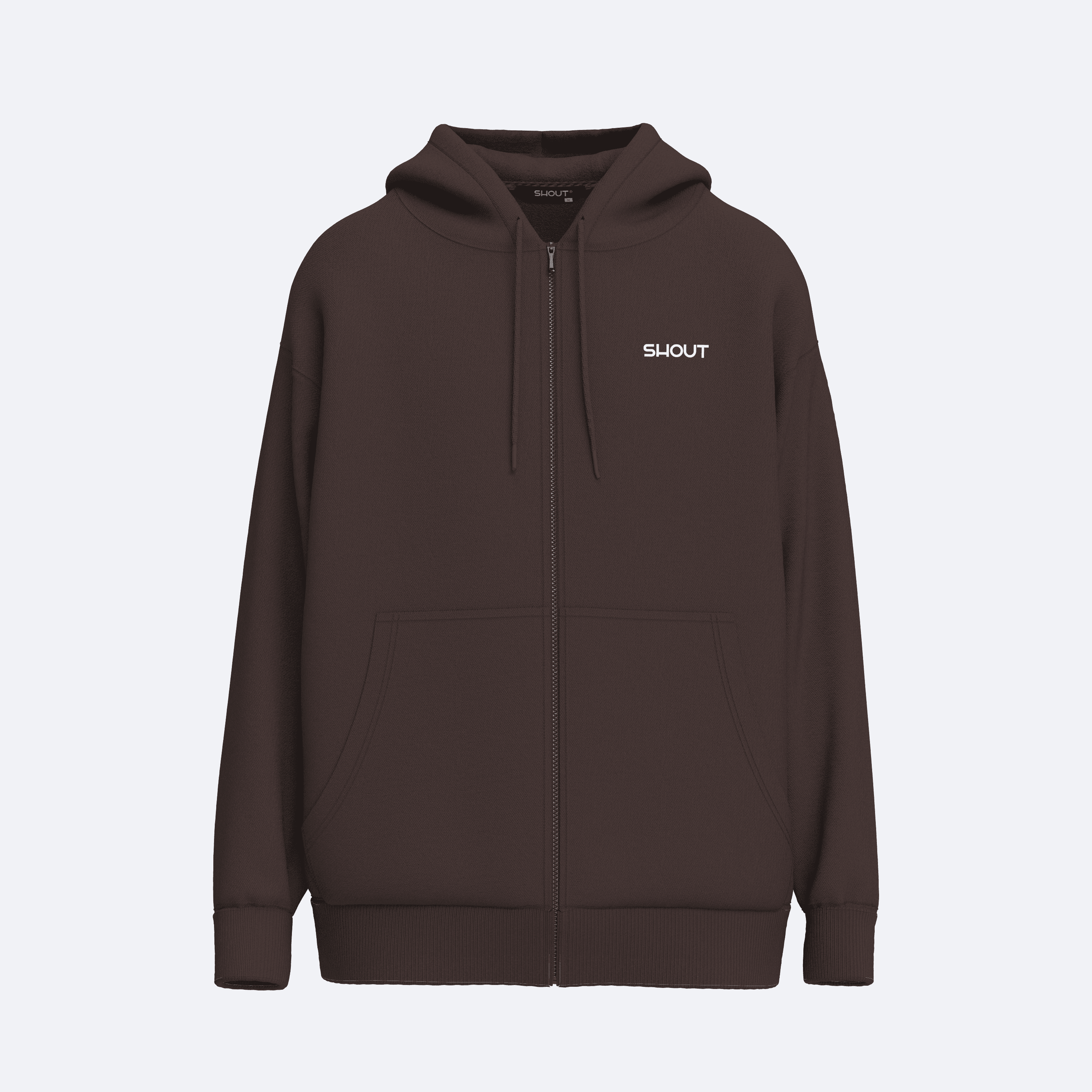 Oversize Shout Coffee Bean Basic Unisex Zip Up Hoodie