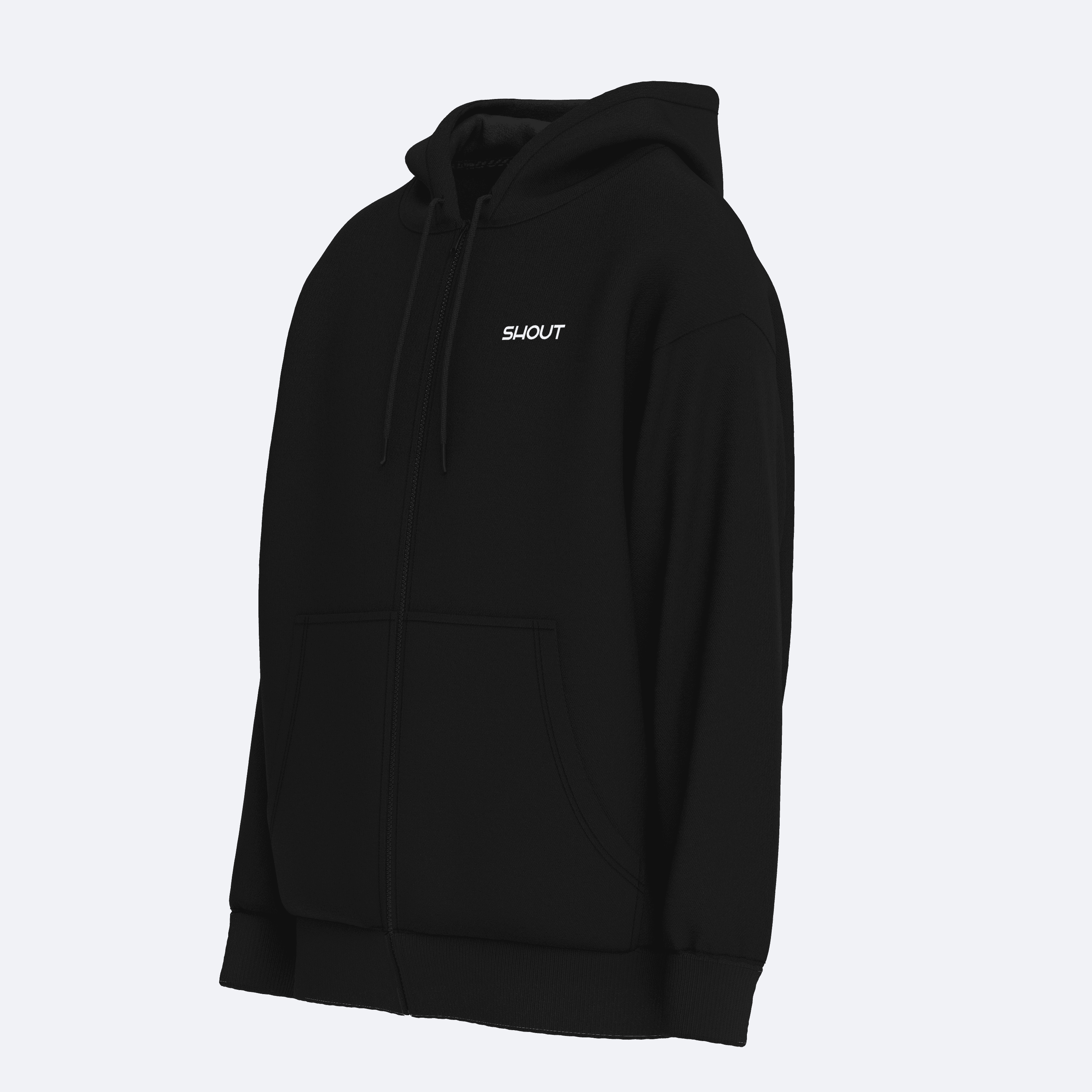 Shout Oversize Basic Unisex Oldschool Zip Up Hoodie