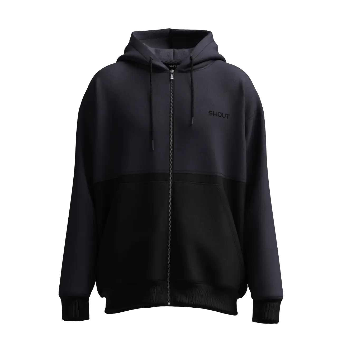 Oversize Shout Two Tone Oldschool Unisex Zip Up Hoodie