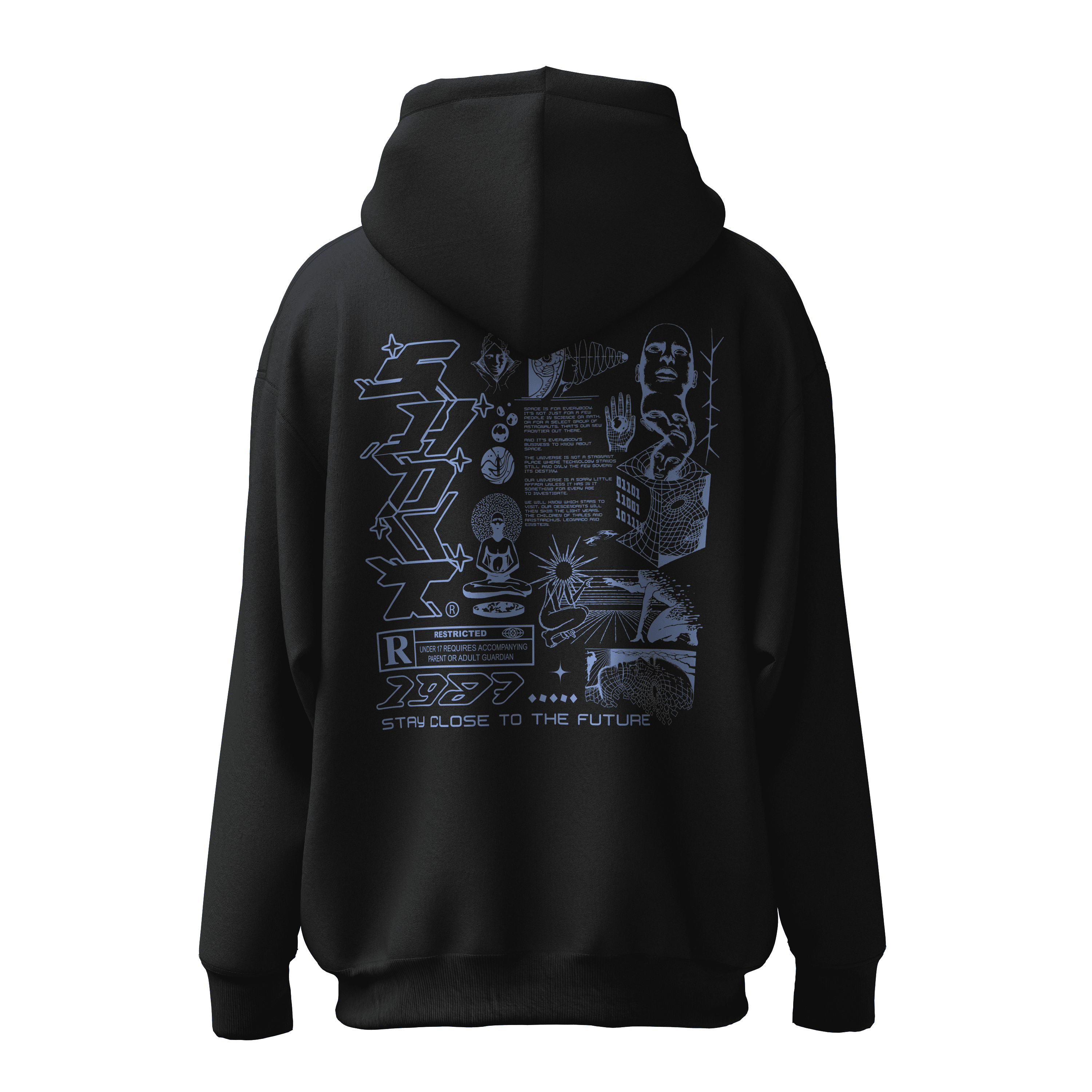 Shout Oversize Stay Close To The Future Zip Up Hoodie