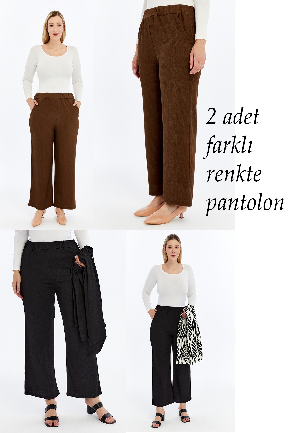 2 Adet Kadın Büyük Beden Yazlık Nefes Alan Bürümcük Bol Paça Anne Yazlık Pantolon