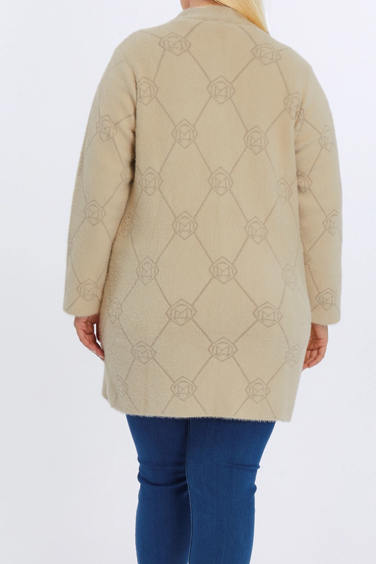 Triko Kaban Büyük Beden Kadın Sakallı Yünlü Çok Kalın Yüksek Kalite Uzun Kışlık Anne Hırka