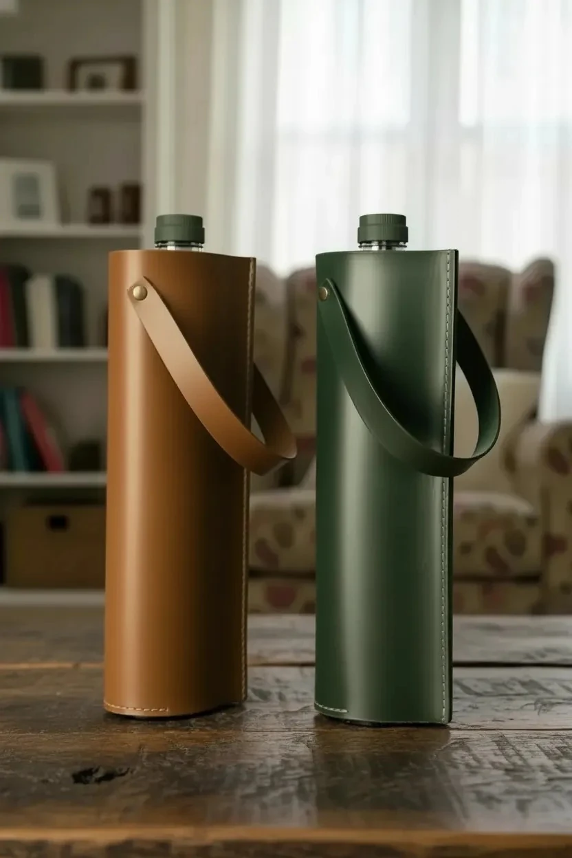 Deri Şarap Viski Taşıyıcı Çanta