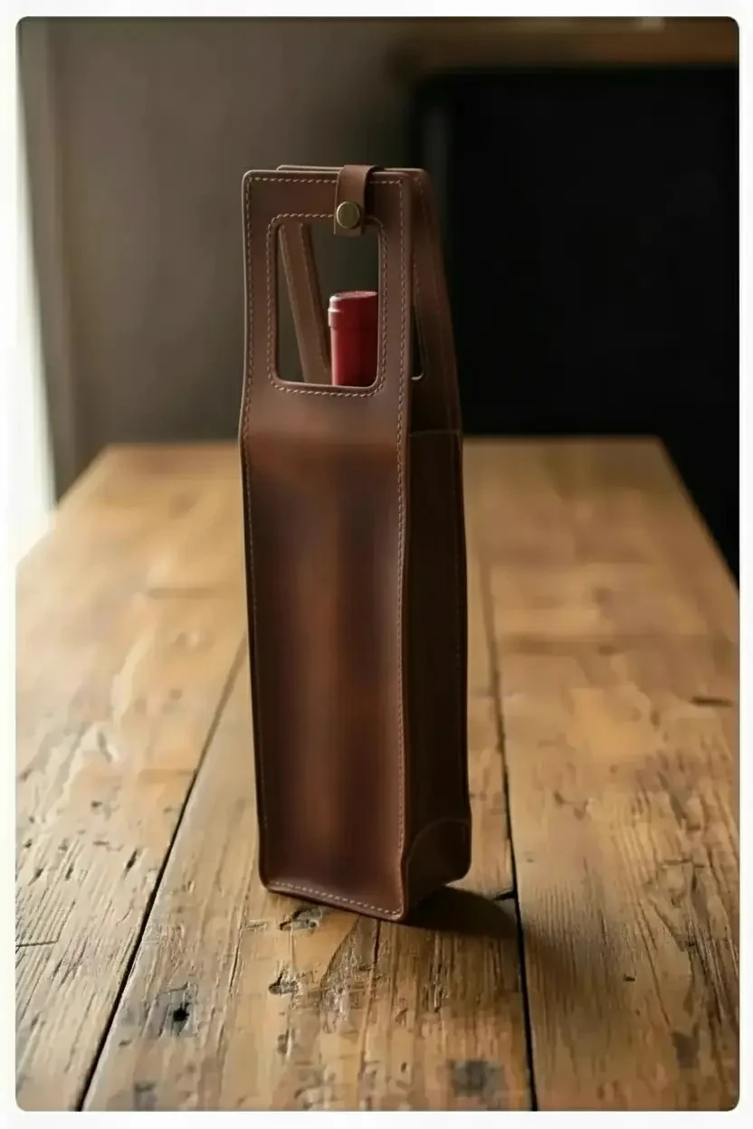 Deri Şarap Viski Taşıyıcı Çanta