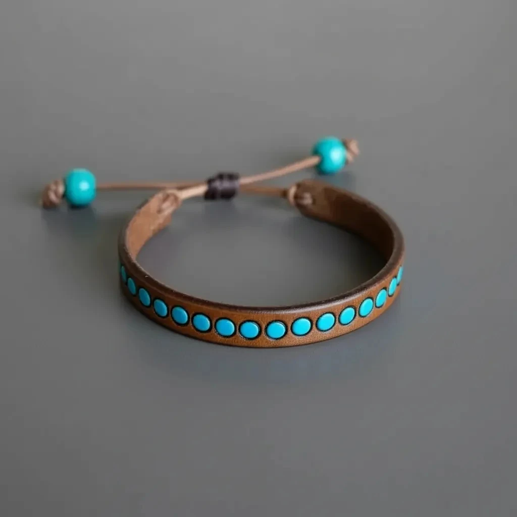 Deri Doğal Taşlı Bileklik